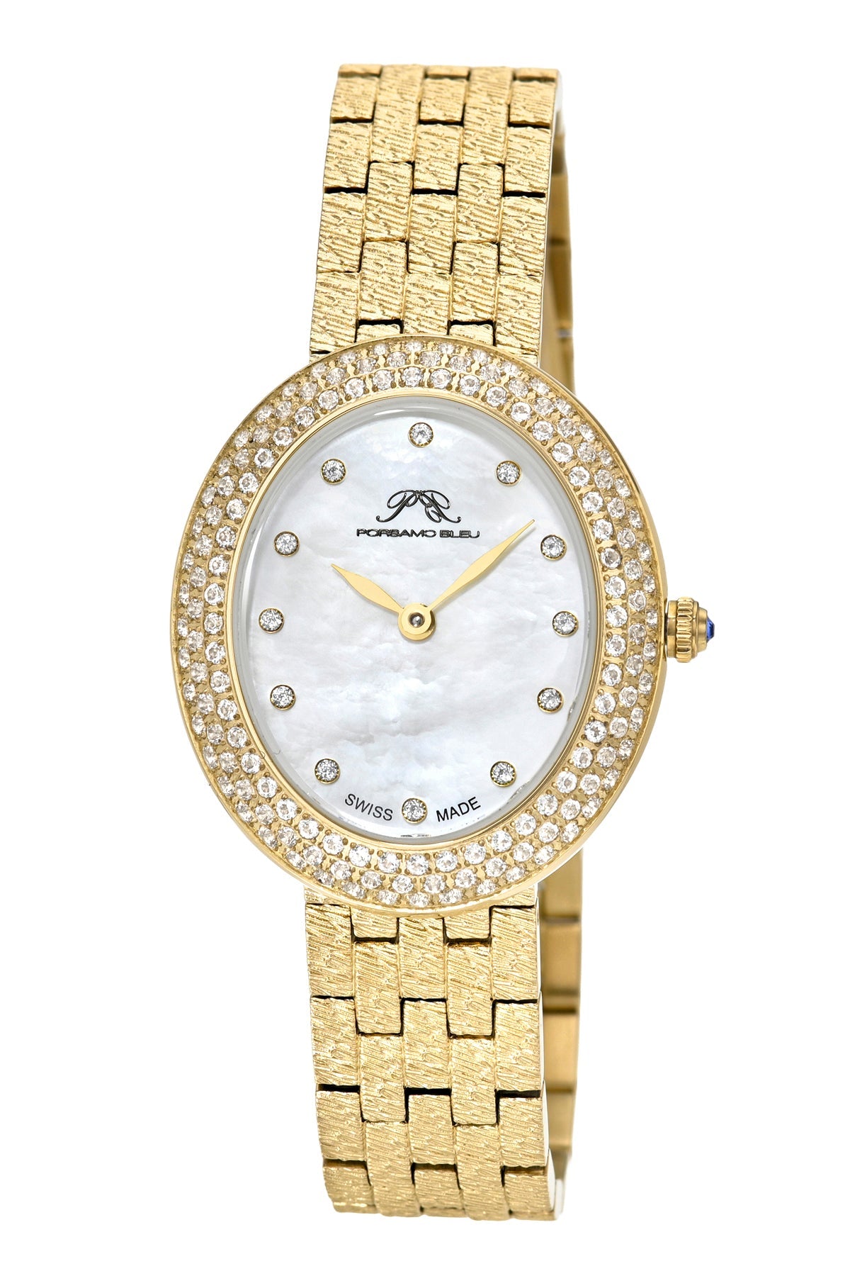Angelica Oval Topaz Stainless Steel Gold Tone Women's Watch 1342BANS