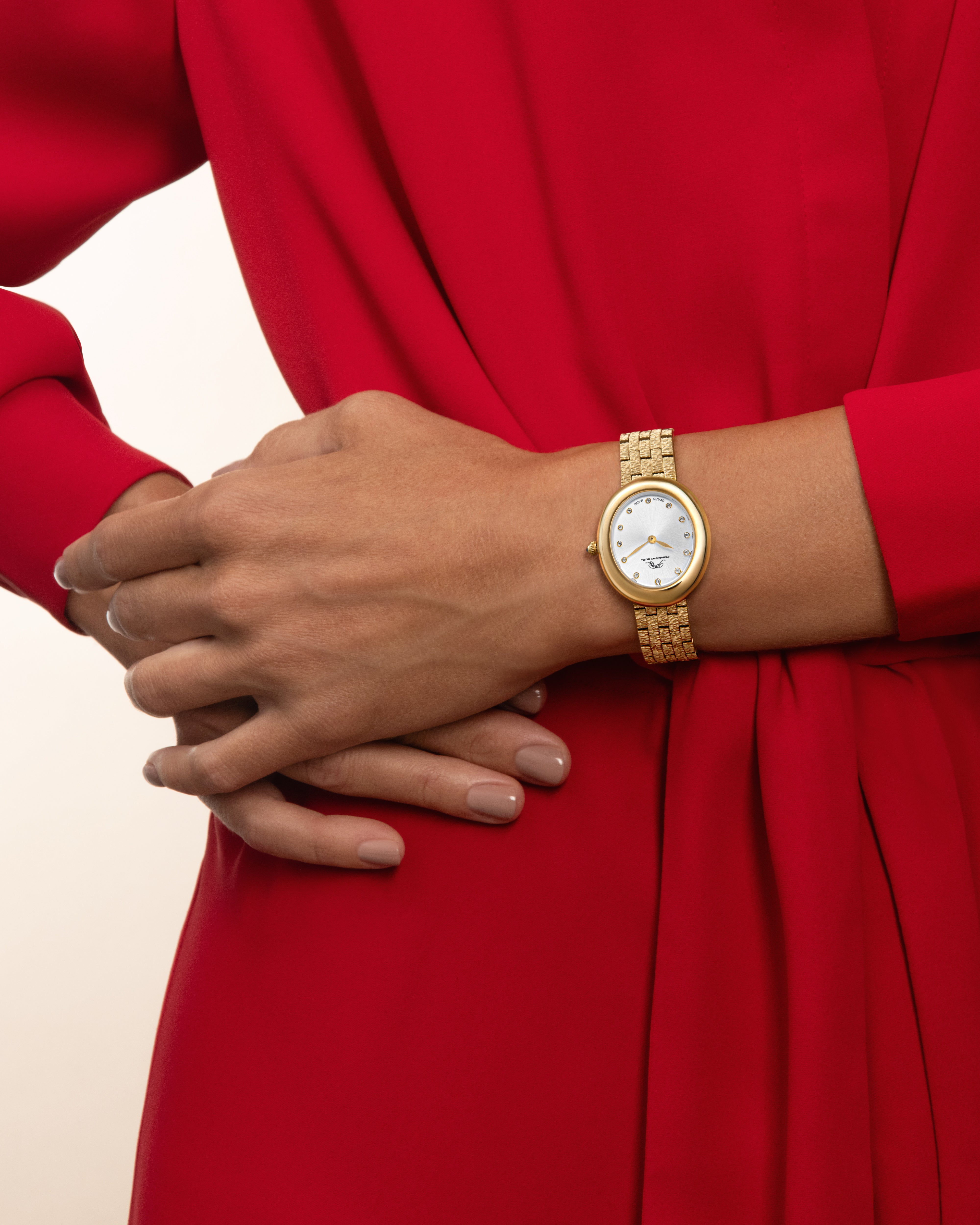 Angelica Oval Stainless Steel Gold Tone Women's Watch 1343BANS