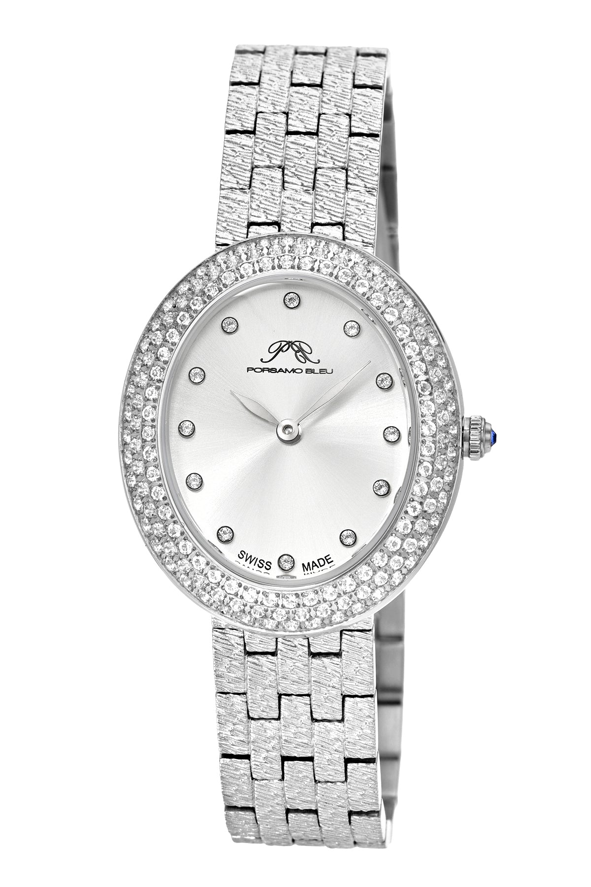 Angelica Oval Topaz Stainless Steel Silver Tone Women's Watch 1344AANS