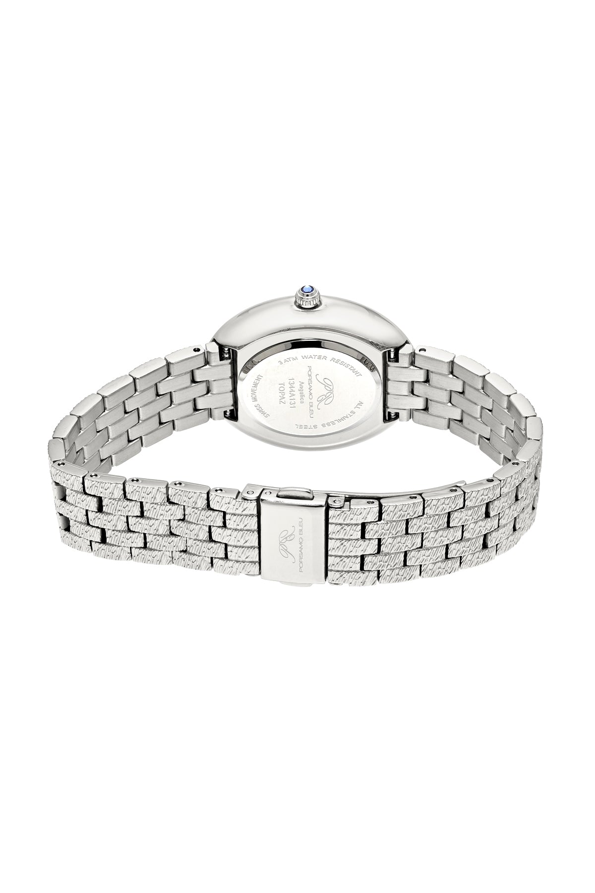 Angelica Oval Topaz Stainless Steel Silver Tone Women's Watch 1344AANS