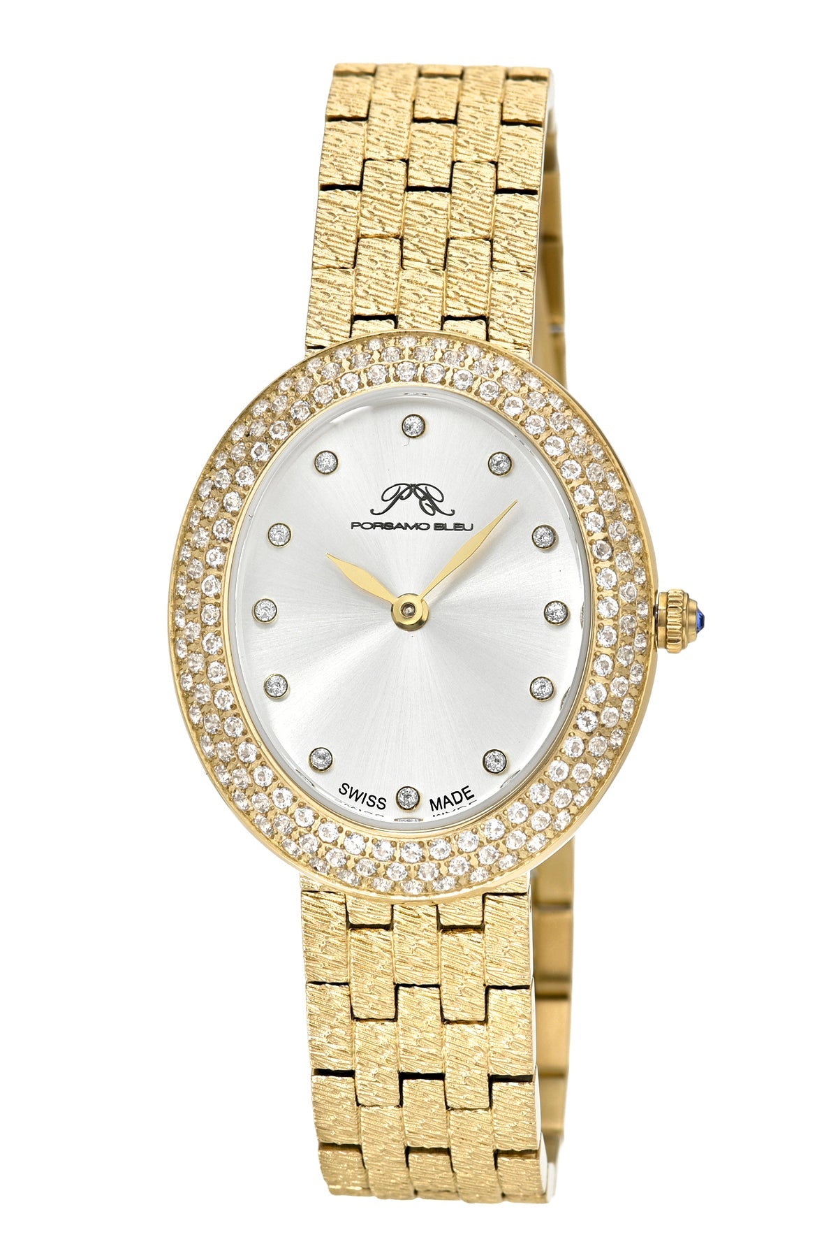 Angelica Oval Topaz Stainless Steel Gold Tone Women's Watch 1344BANS