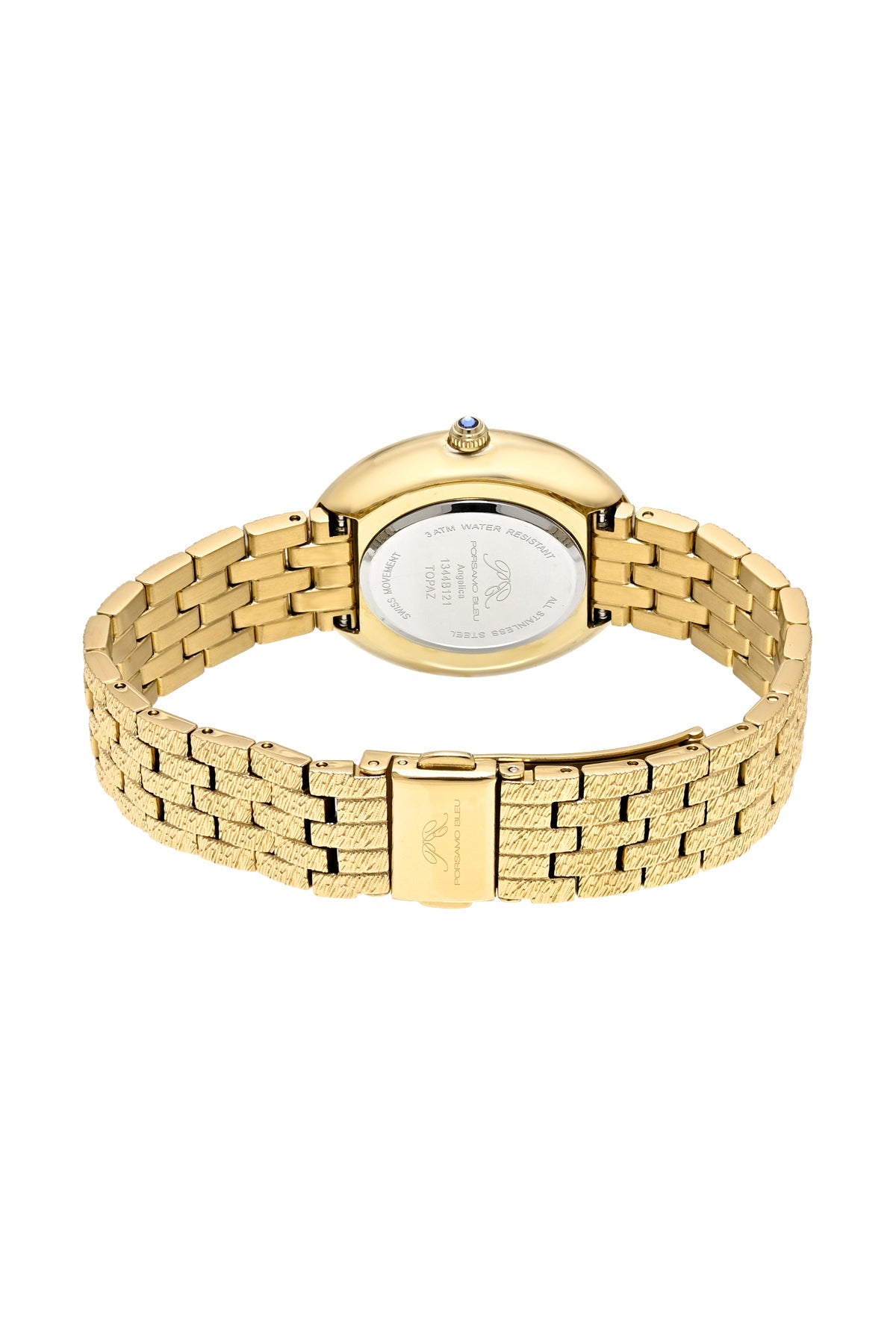 Angelica Oval Topaz Stainless Steel Gold Tone Women's Watch 1344BANS