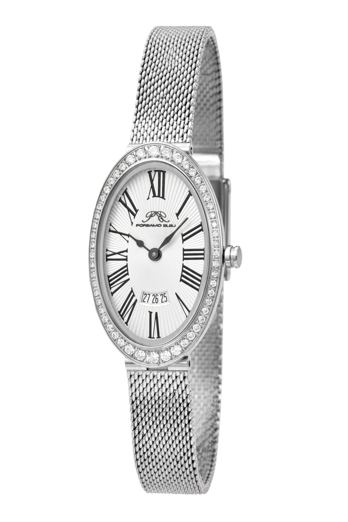 Porsamo Bleu Eloise Oval Topaz Stainless Steel Silver Tone Women's Watch 1352AELS
