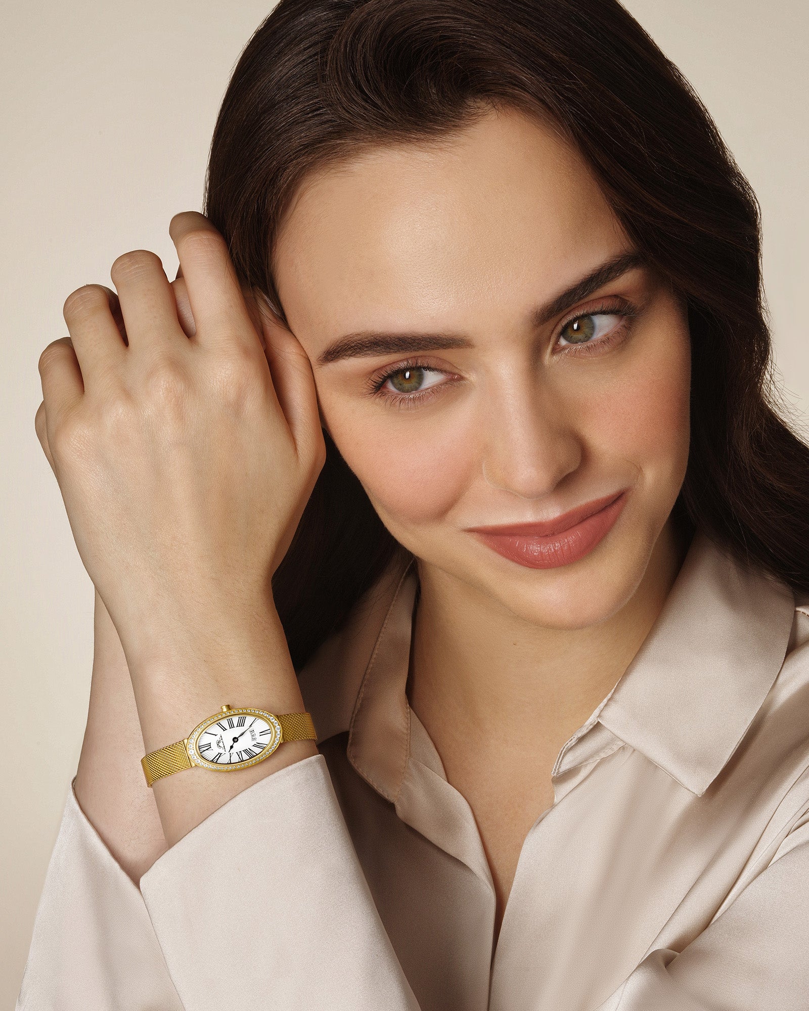 Porsamo Bleu Eloise Oval Topaz Stainless Steel Gold Tone Women's Watch 1352BELS