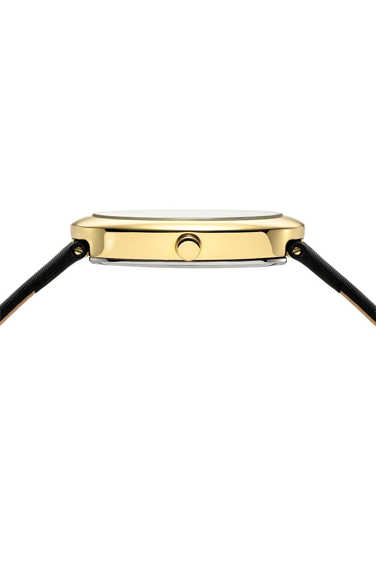 Eloise Oval Genuine Leather Gold Tone and Black Women's Watch 1353BELL