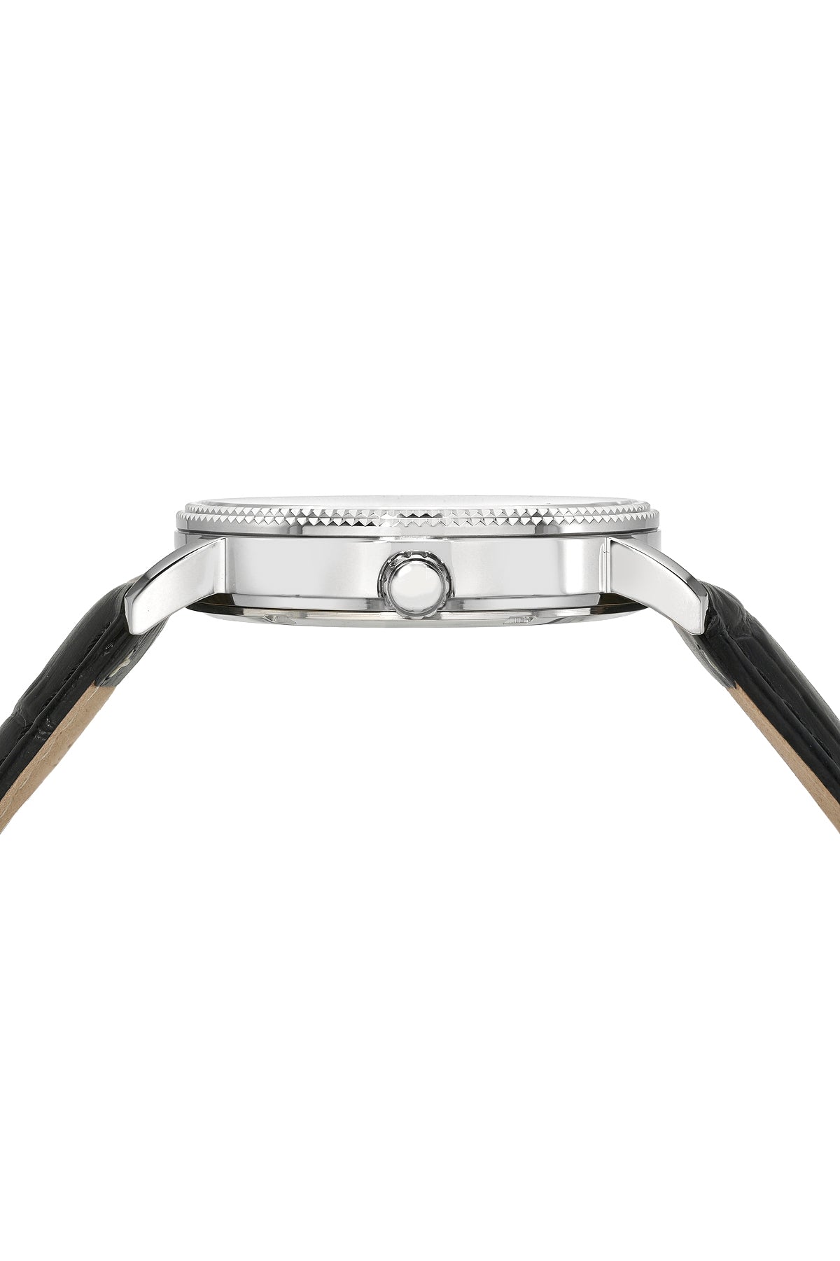 Veritas 1 Genuine Leather Diamond Silver Tone and Black Men's Watch 1361AVEL