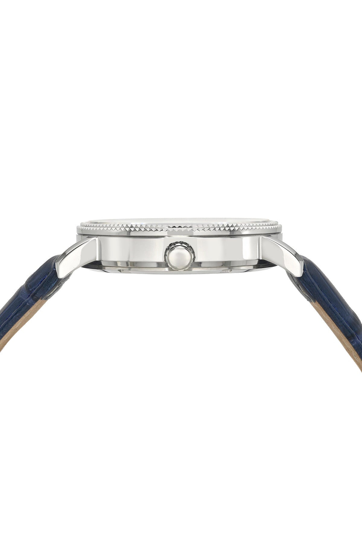 Veritas 1 Genuine Leather Diamond Silver Tone and Blue Men's Watch 1361BVEL