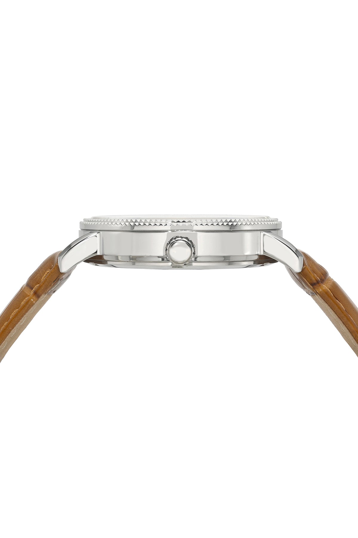 Veritas 1 Genuine Leather Diamond Silver Tone and Brown Men's Watch 1361CVEL