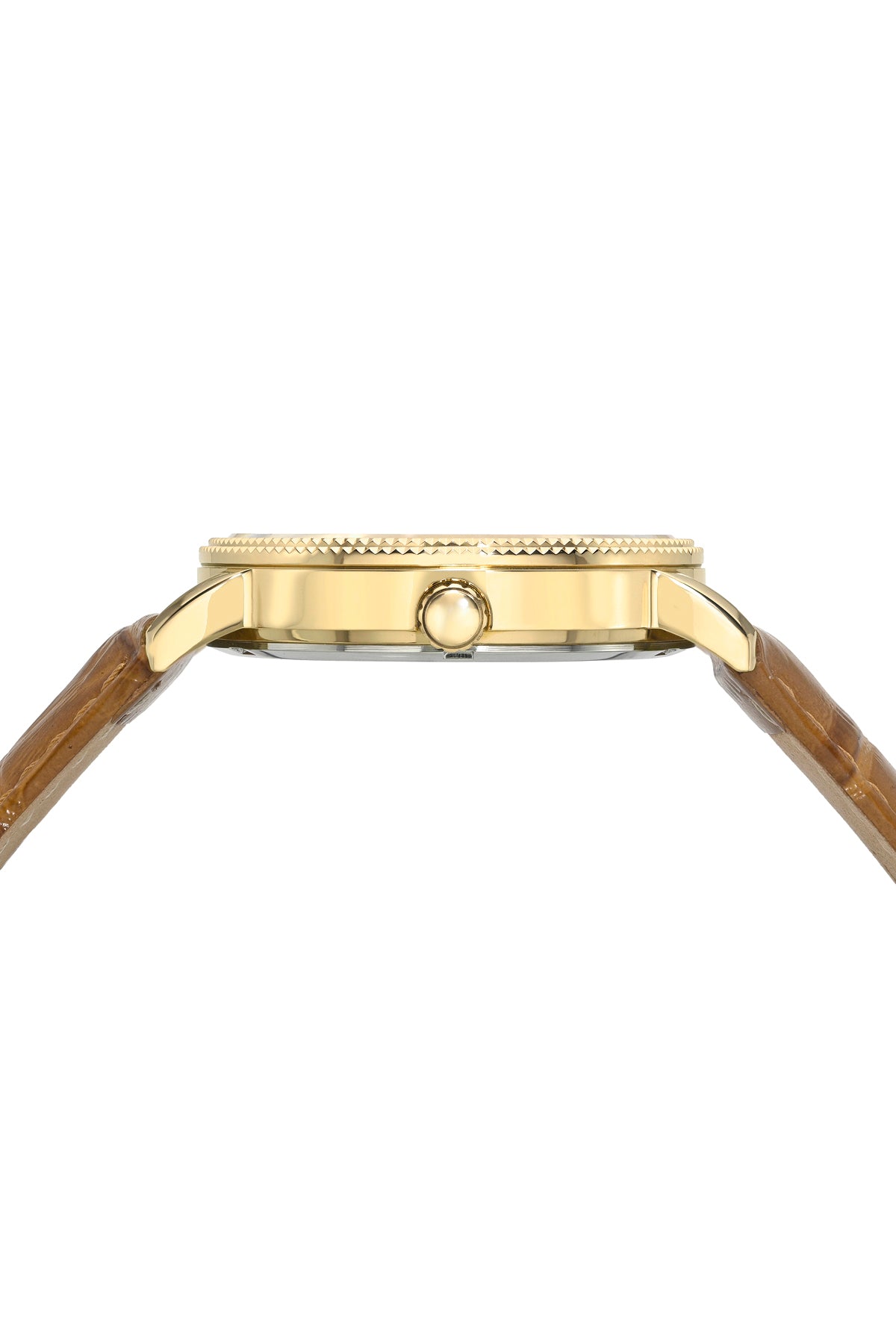 Veritas 1 Genuine Leather Diamond Gold Tone and Brown Men's Watch 1361DVEL