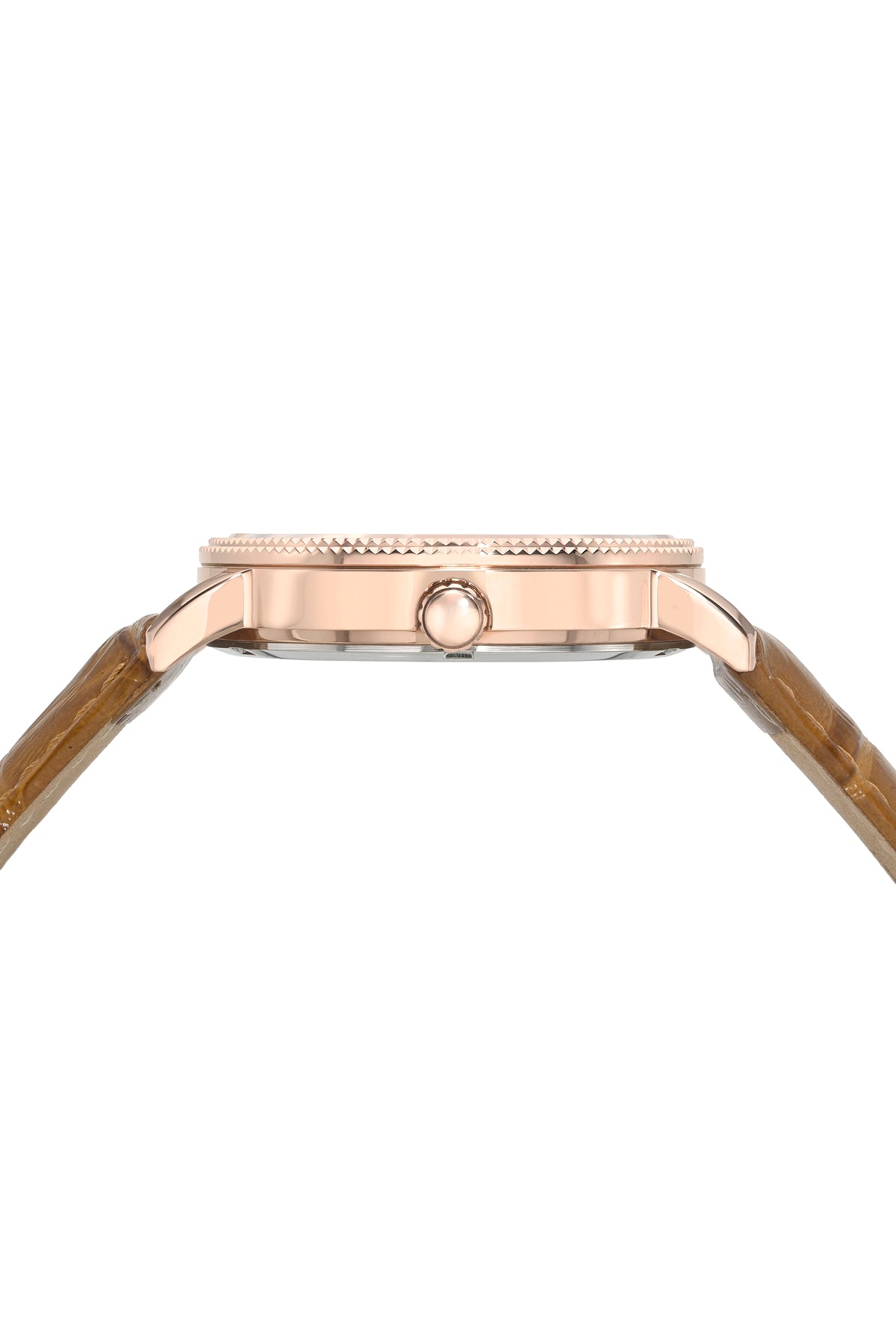 Veritas 1 Genuine Leather Diamond Rose Tone and Brown Men's Watch 1361EVEL