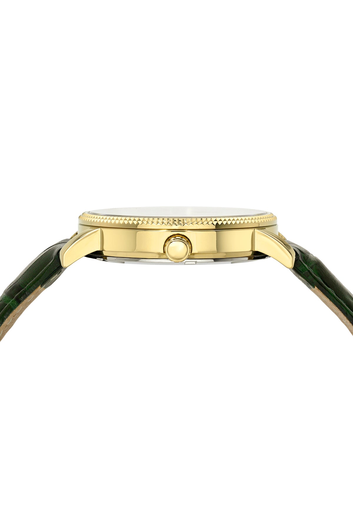 Veritas 1 Luxury Men's Diamond Watch Genuine Leather Band, Gold Tone, Green 1361JVEL