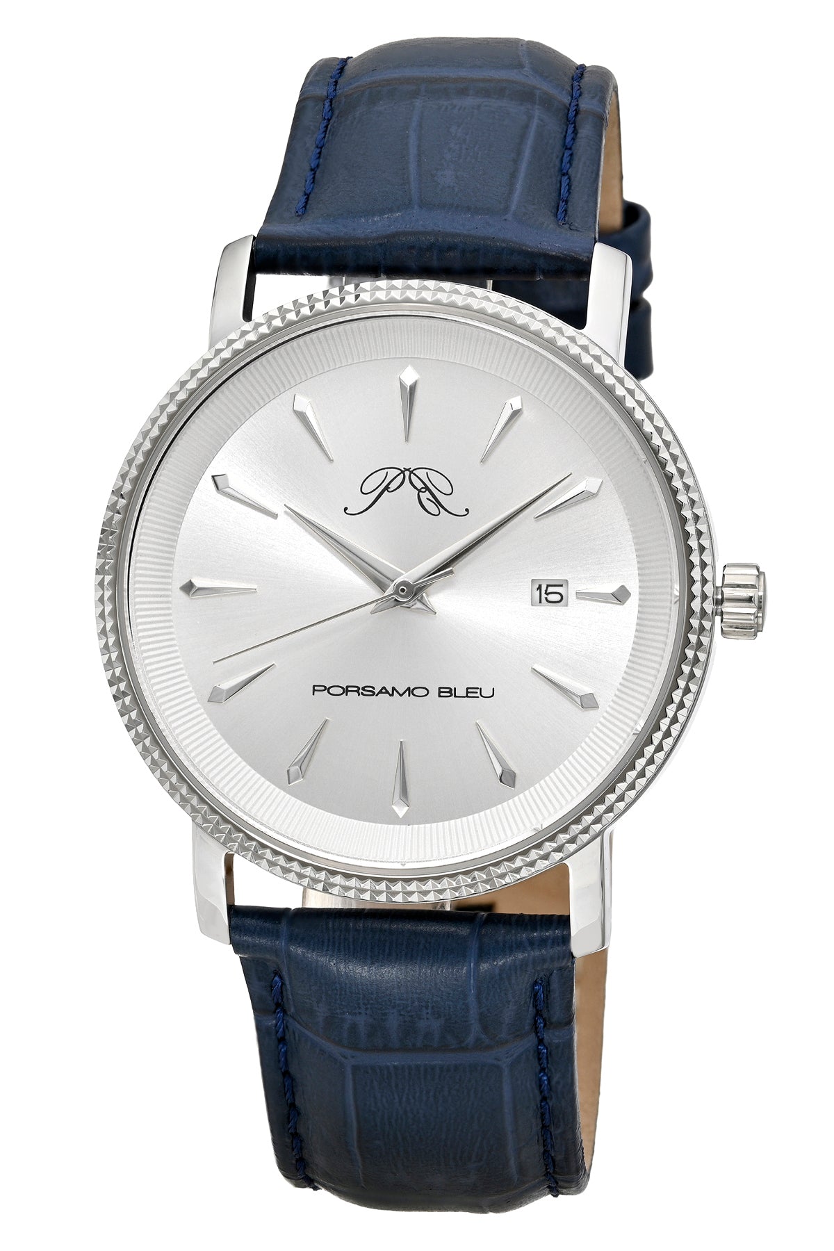 Veritas 2 Genuine Leather Silver Tone and Blue Men's Watch 1362BVEL