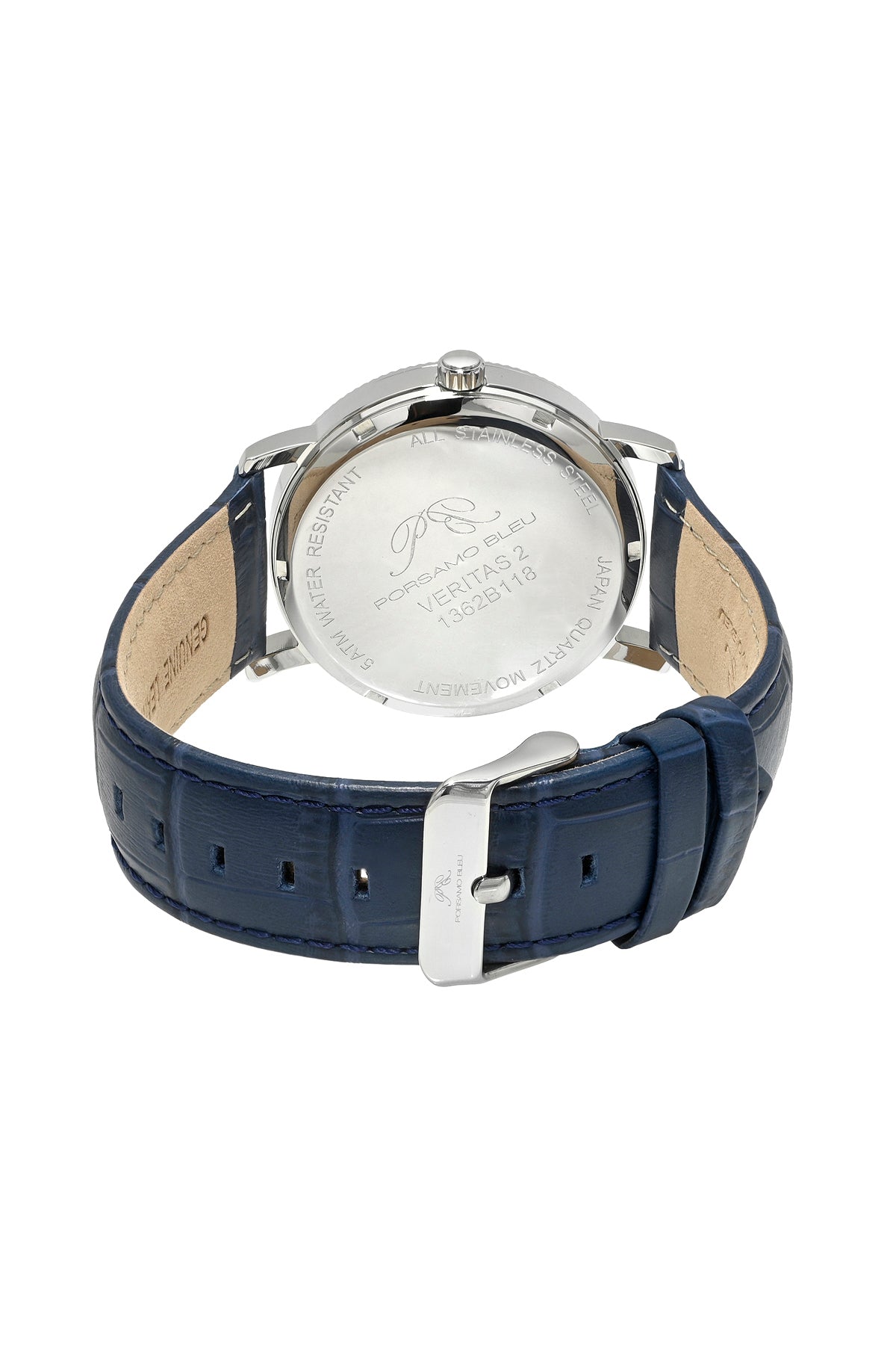 Veritas 2 Genuine Leather Silver Tone and Blue Men's Watch 1362BVEL
