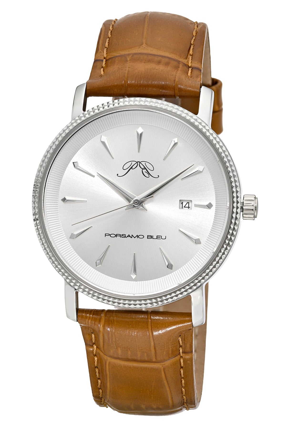 Veritas 2 Genuine Leather Silver Tone and Brown Men's Watch 1362CVEL