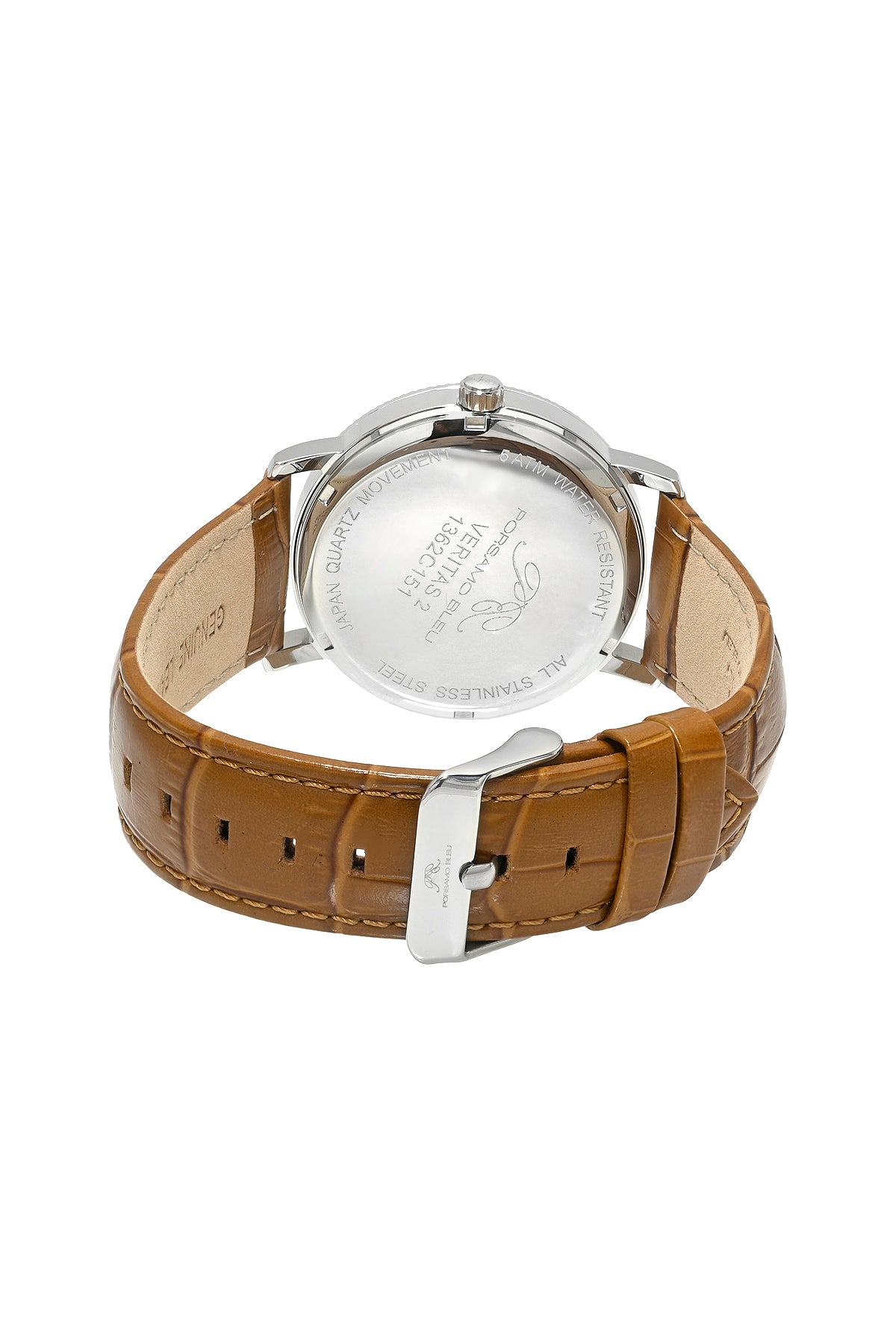 Veritas 2 Genuine Leather Silver Tone and Brown Men's Watch 1362CVEL