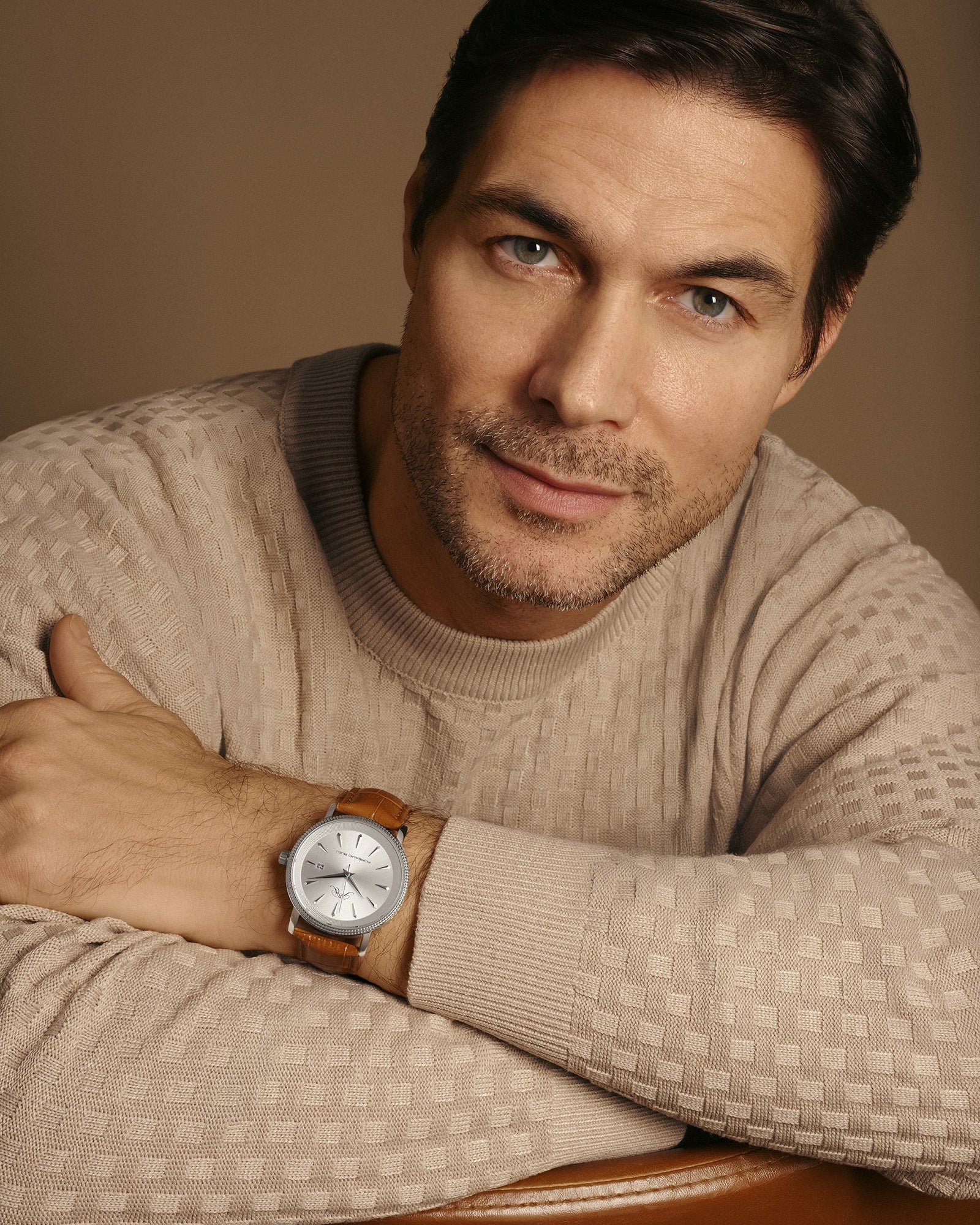 Veritas 2 Genuine Leather Silver Tone and Brown Men's Watch 1362CVEL