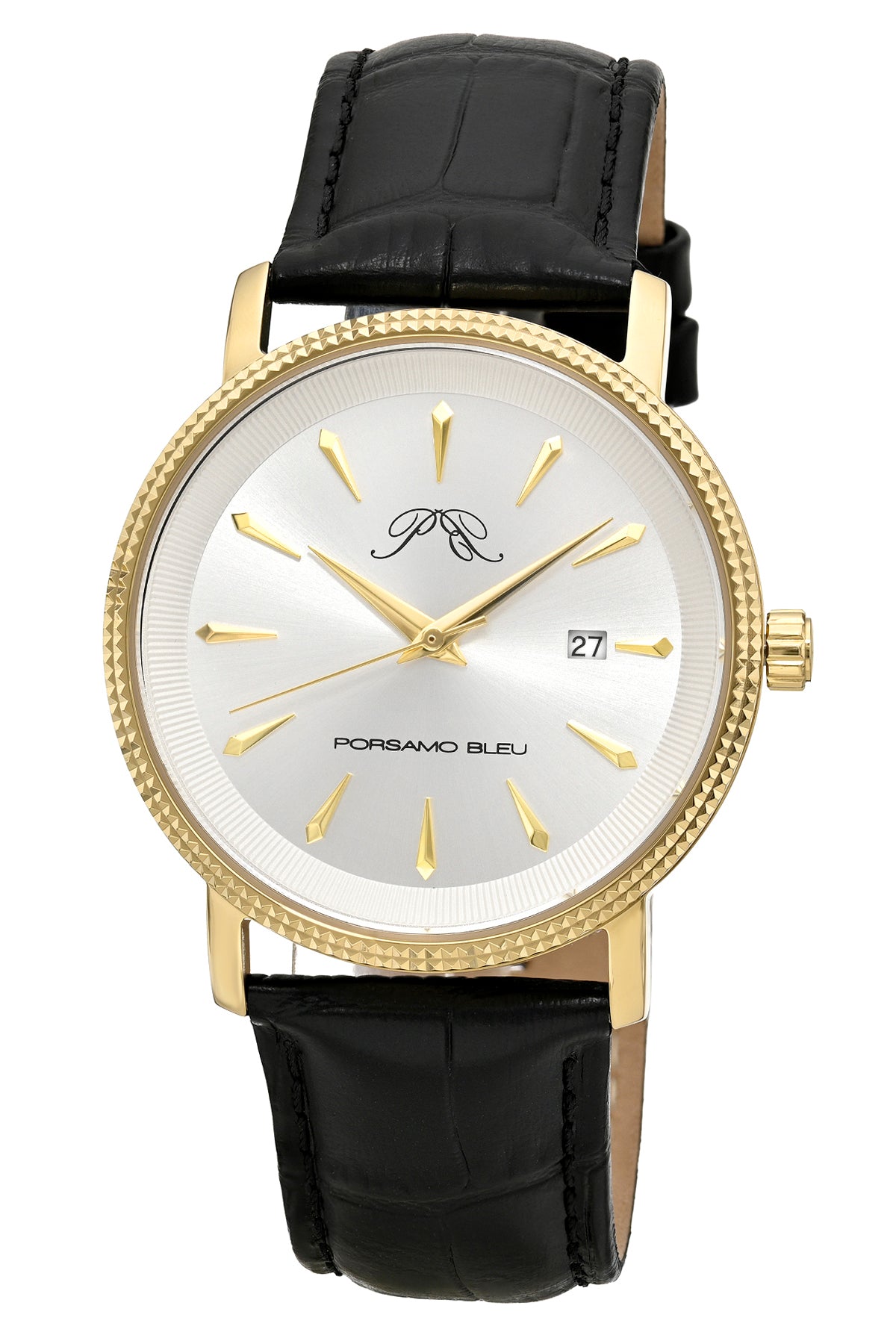 Veritas 2 Genuine Leather Gold Tone and Black Men's Watch 1362DVEL