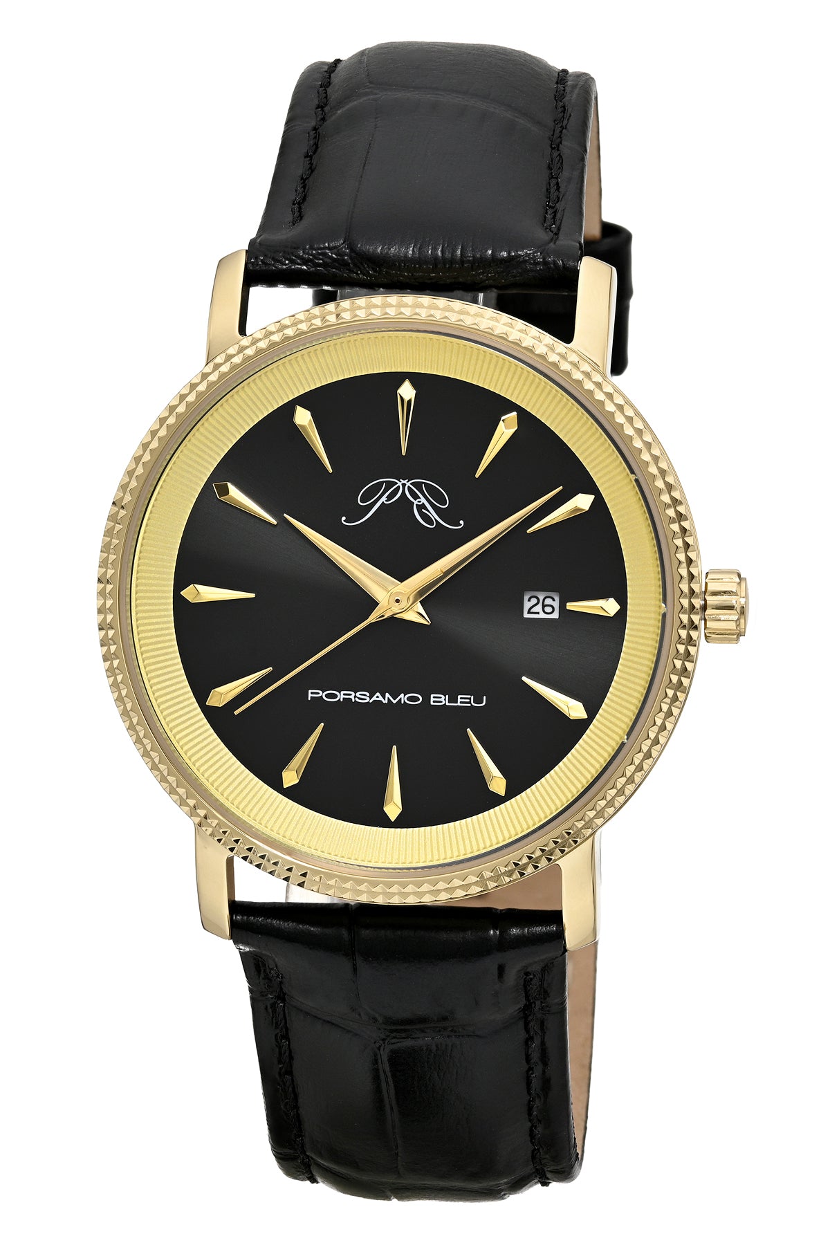 Veritas 2 Genuine Leather Gold Tone and Black Men's Watch 1362EVEL