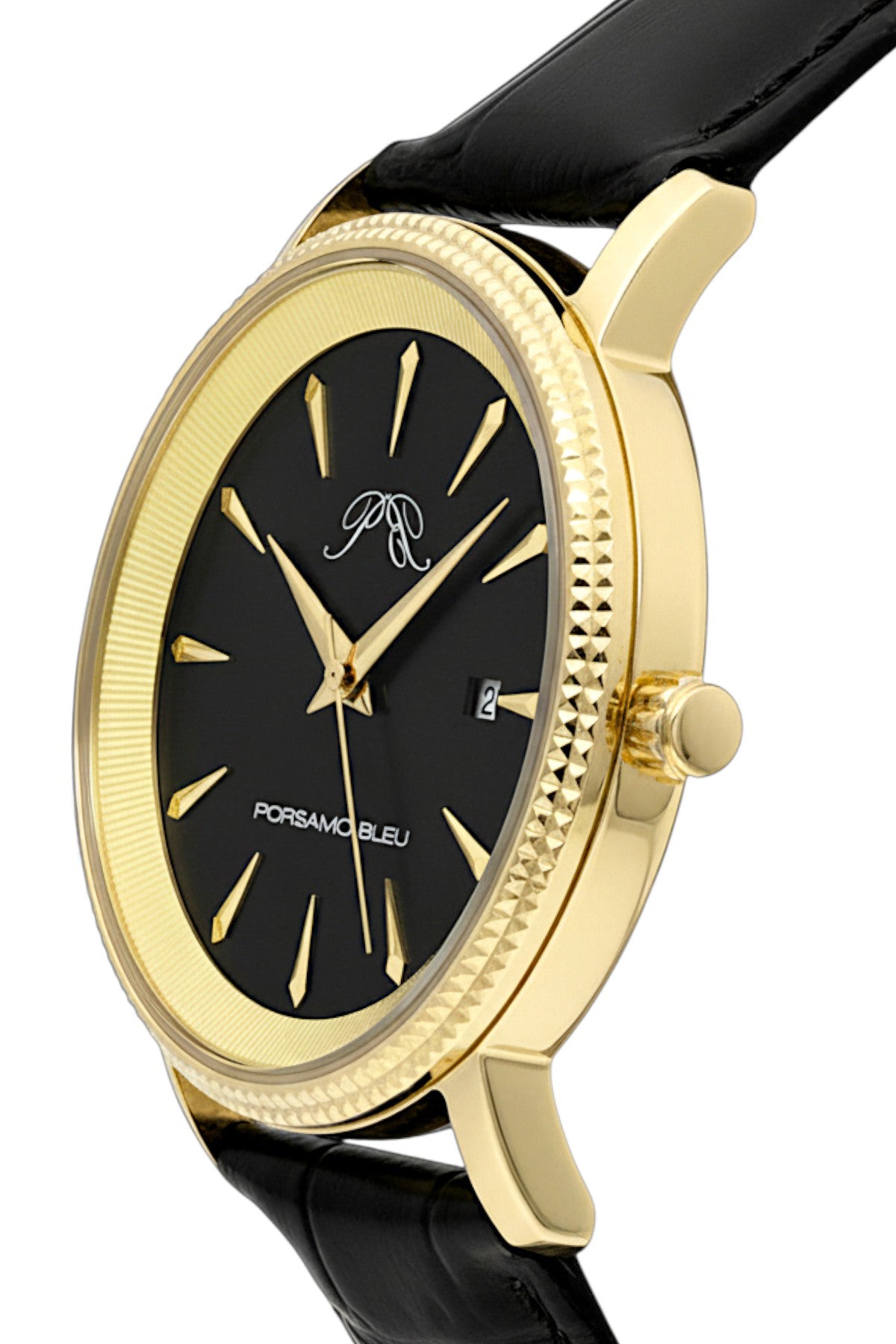 Veritas 2 Genuine Leather Gold Tone and Black Men's Watch 1362EVEL