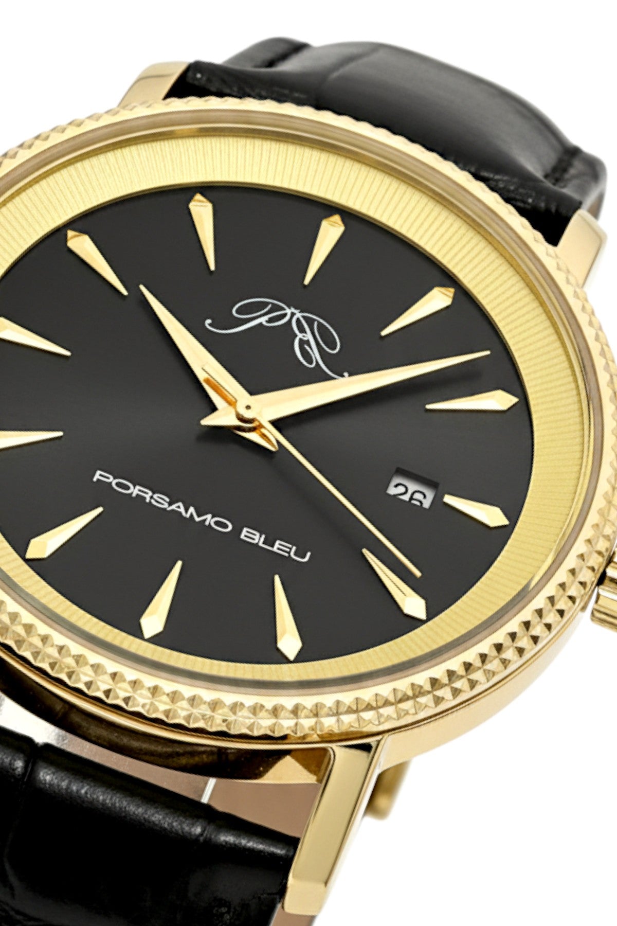 Veritas 2 Genuine Leather Gold Tone and Black Men's Watch 1362EVEL
