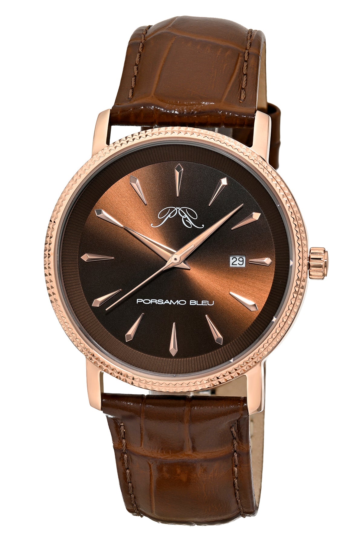 Veritas 2 Genuine Leather Rose Tone and Brown Men's Watch 1362GVEL