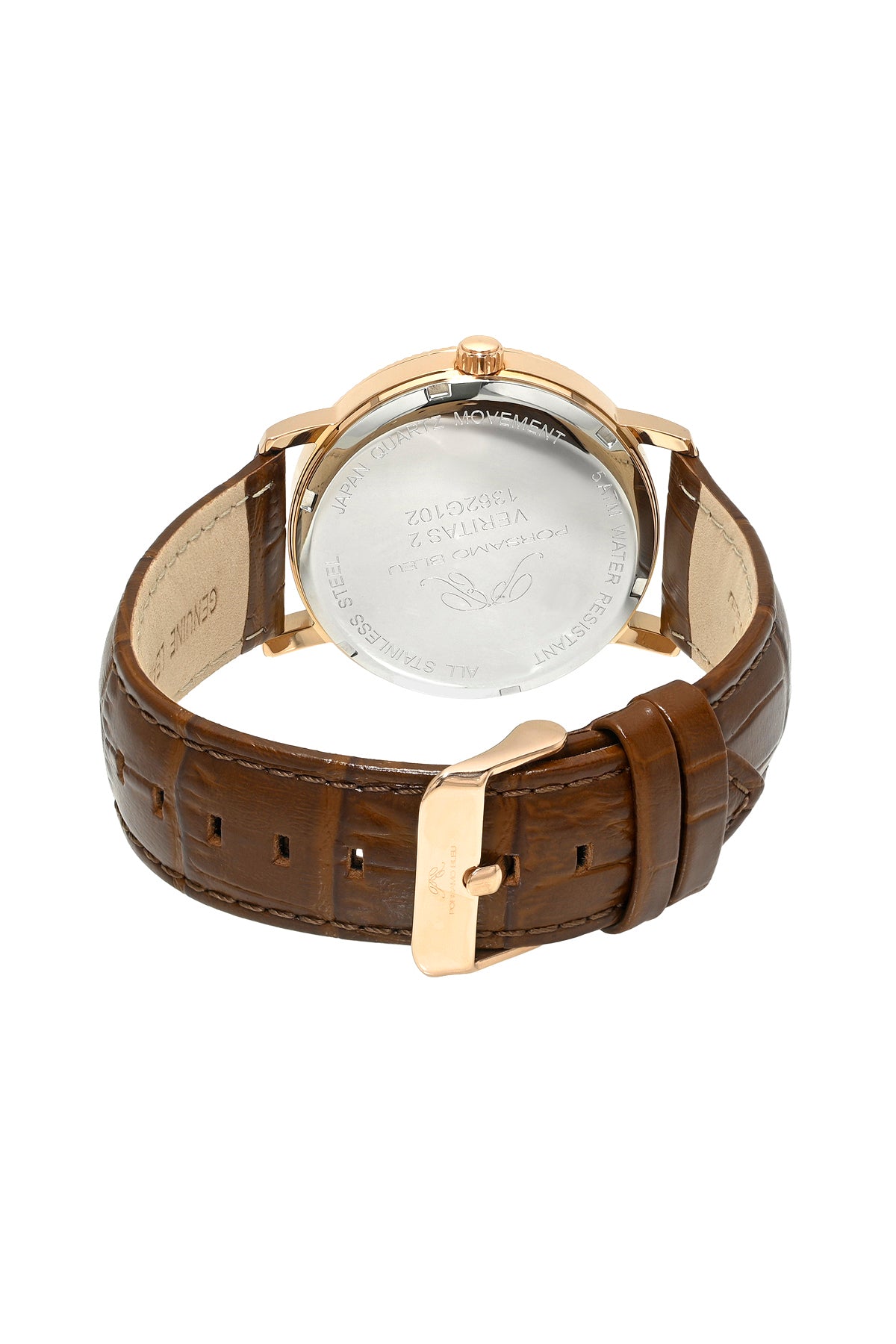 Veritas 2 Genuine Leather Rose Tone and Brown Men's Watch 1362GVEL