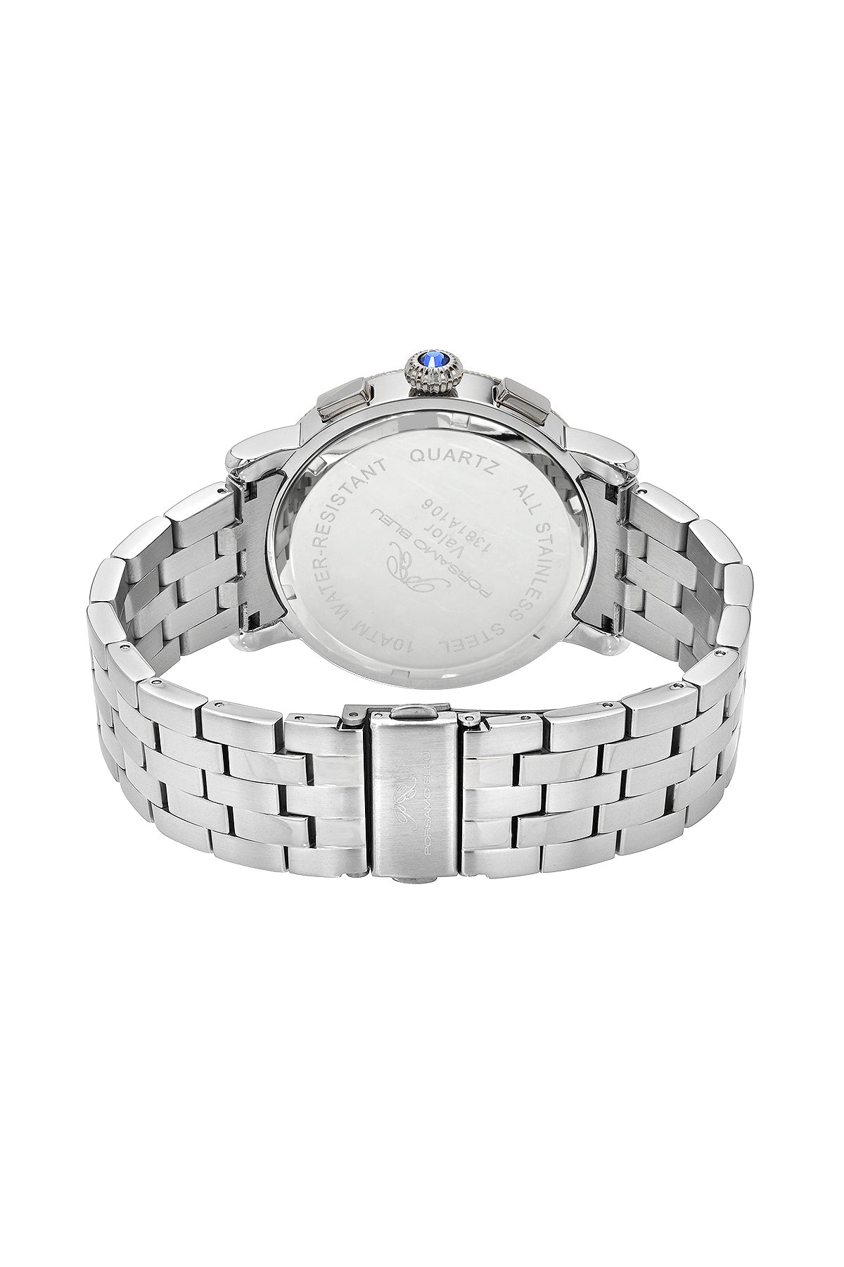Porsamo Bleu Valor Luxury Chronograph Men's Stainless Steel Watch, With White Dial, Silver Tone 1381AVAS