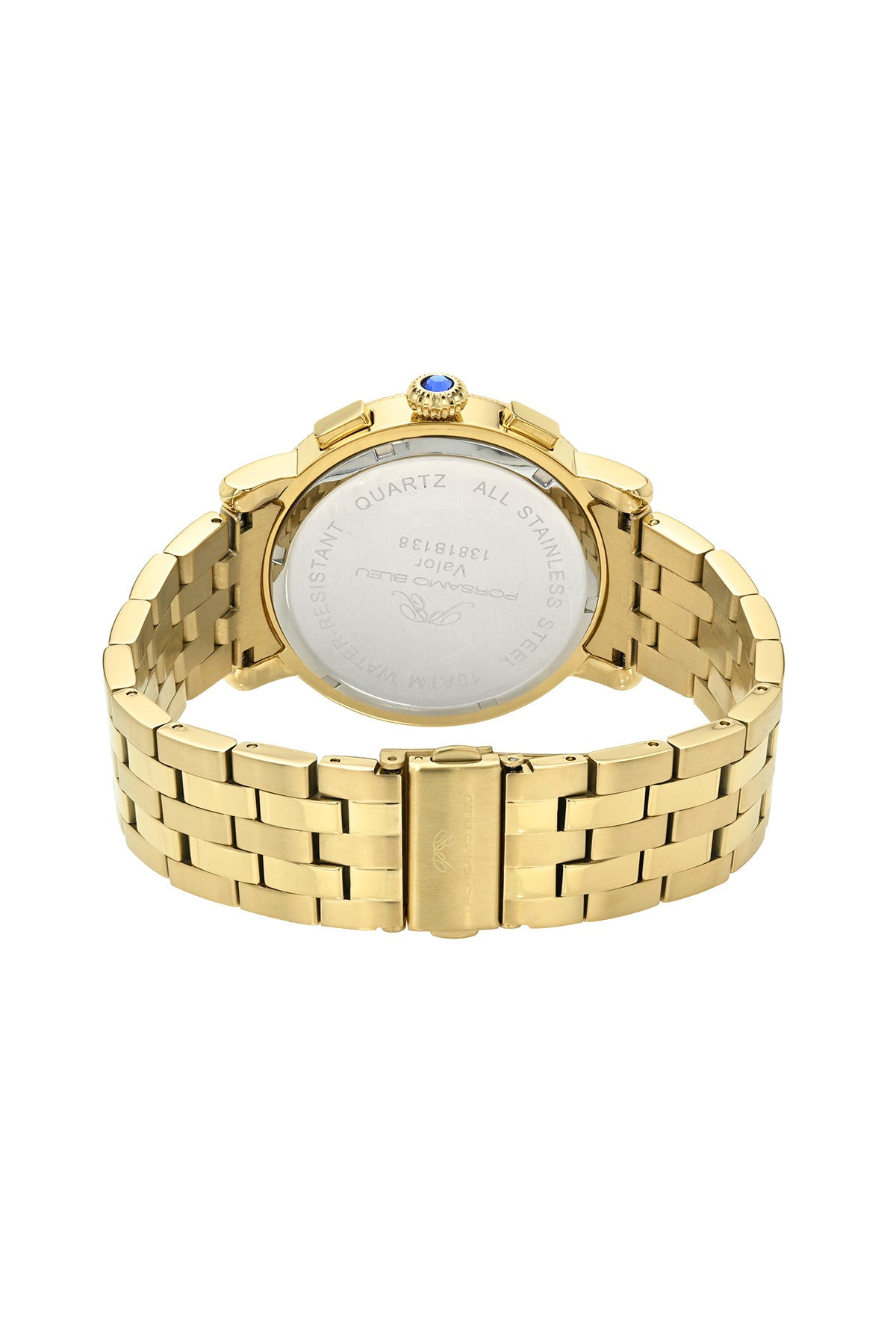 Porsamo Bleu Valor Luxury Chronograph Men's Stainless Steel Watch, With White Dial, Gold Tone 1381BVAS
