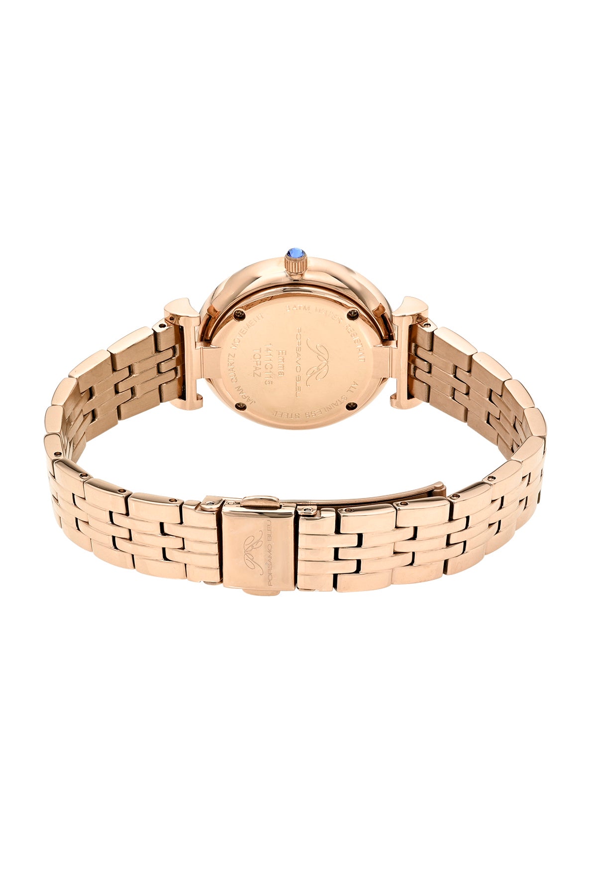 Porsamo Bleu Emma Luxury Womens' Stainless Steel Topaz Watch, Rose Tone, 1411CEMS