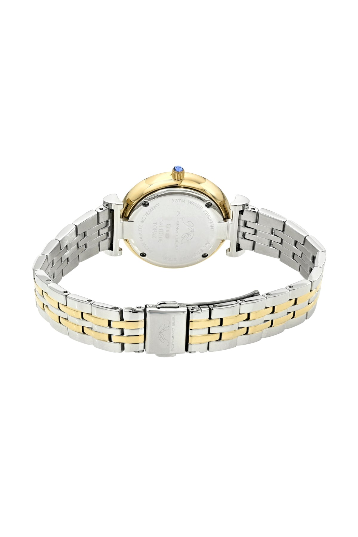 Porsamo Bleu Emma Luxury Womens' Stainless Steel Topaz Watch, Two Tone, 1411DEMS