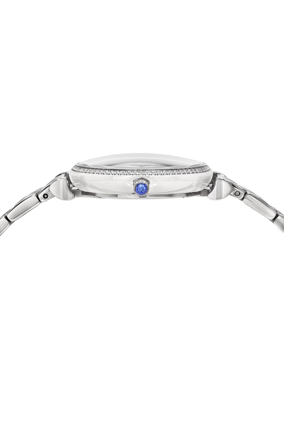 Porsamo Bleu Emma Luxury Womens' Stainless Steel Topaz Watch With White MOP Dial, Silver Tone, 1412AEMS