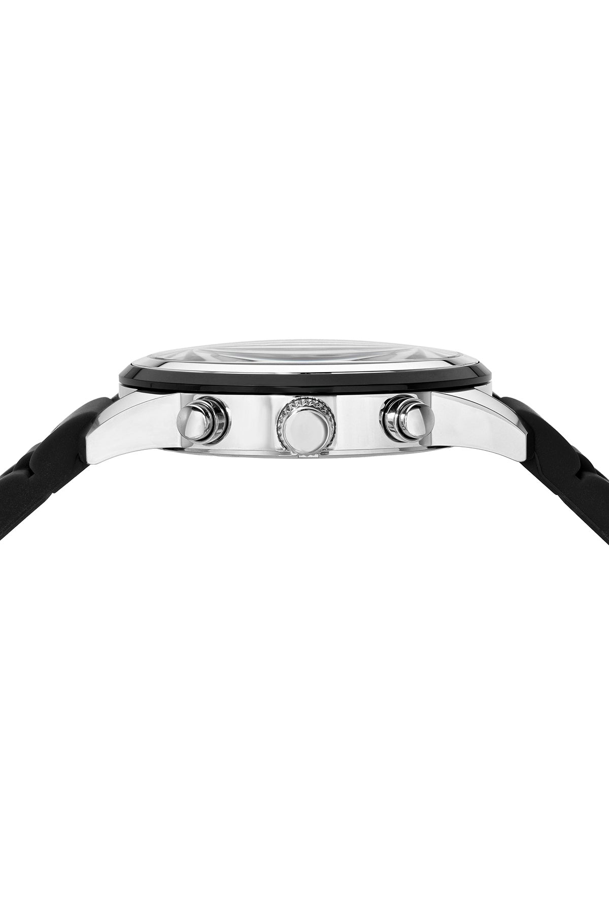 Porsamo Bleu Logan Luxury Chronograph Men's Silicone Strap Watch, Silver Tone, Black 1451DLOR
