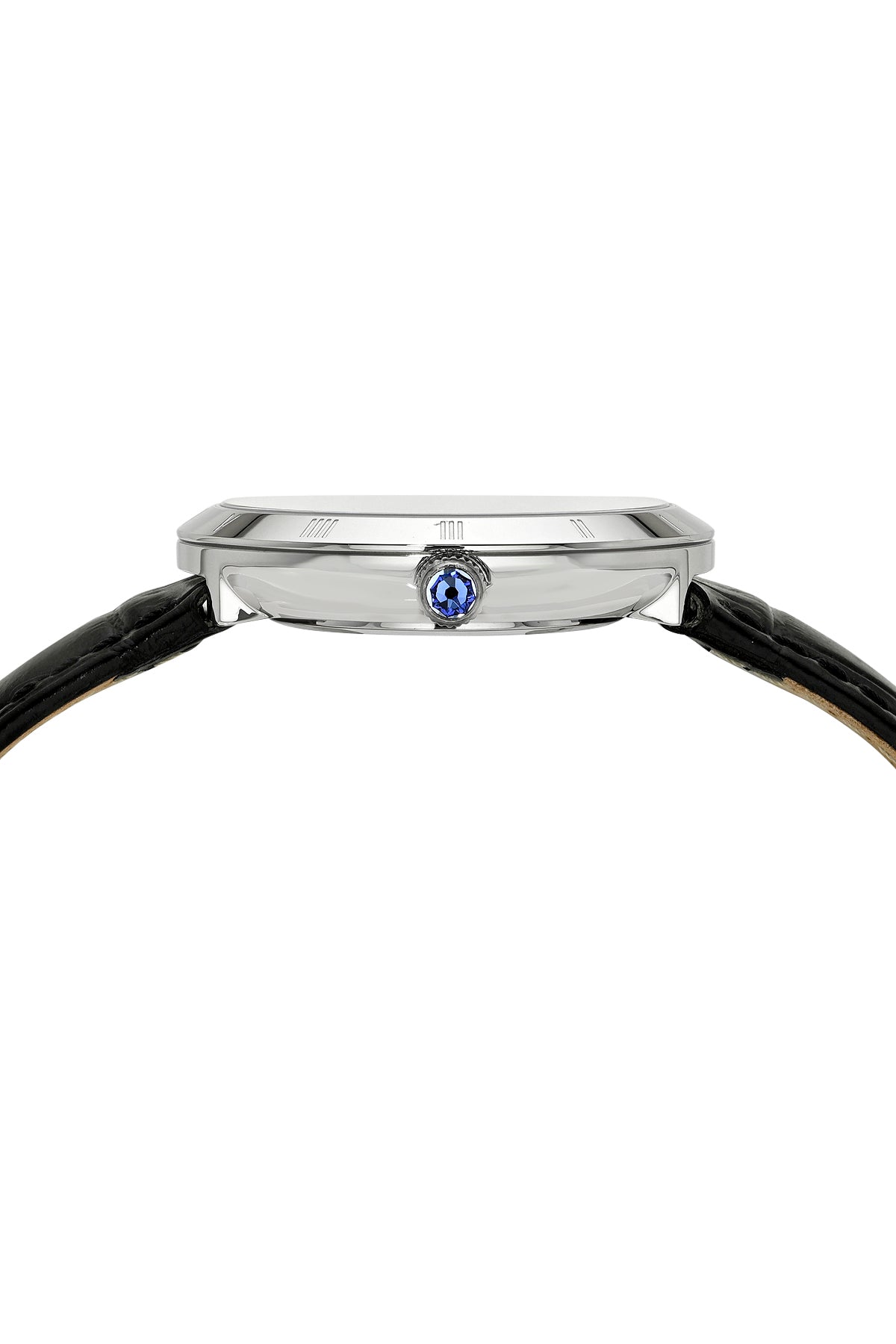 Porsamo Bleu Monroe Luxury Womens' Genuine Leather Watch With White Guilloché Dial, Black, Silver, 1491AMOL