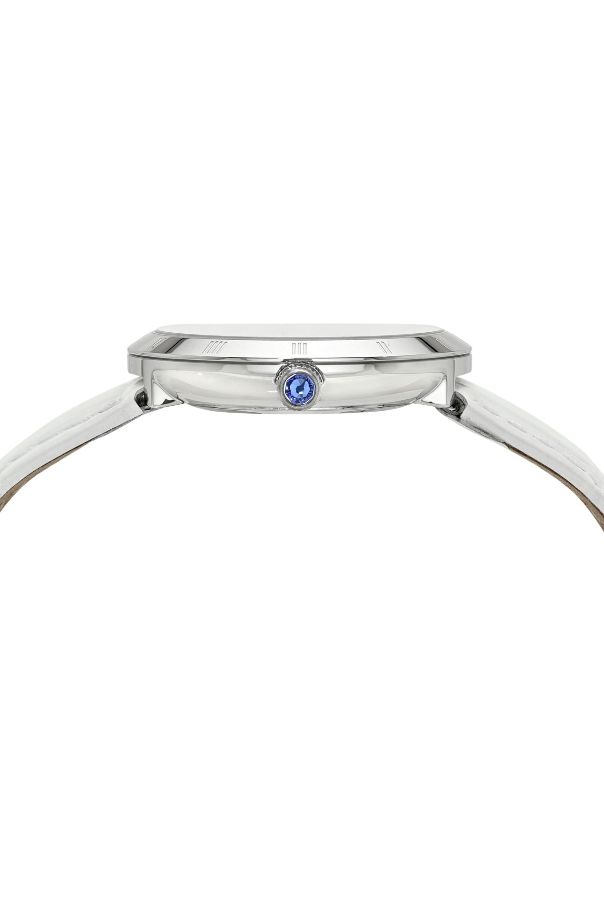 Porsamo Bleu Monroe Luxury Womens' Genuine Leather Watch With White Guilloché Dial, White, Silver, 1491BMOL