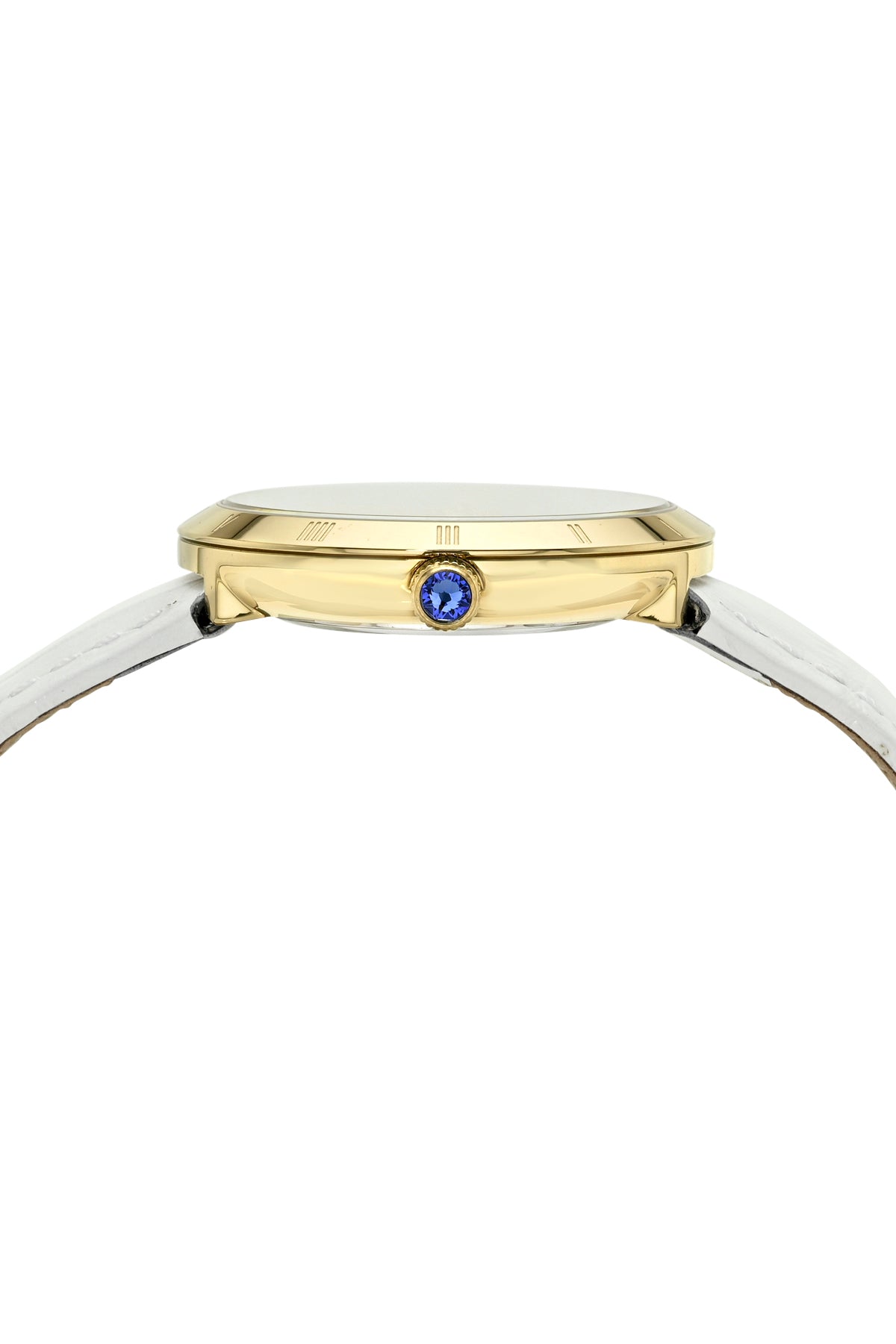 Porsamo Bleu Monroe Luxury Womens' Genuine Leather Watch With White Guilloché Dial, White, Gold, 1491CMOL