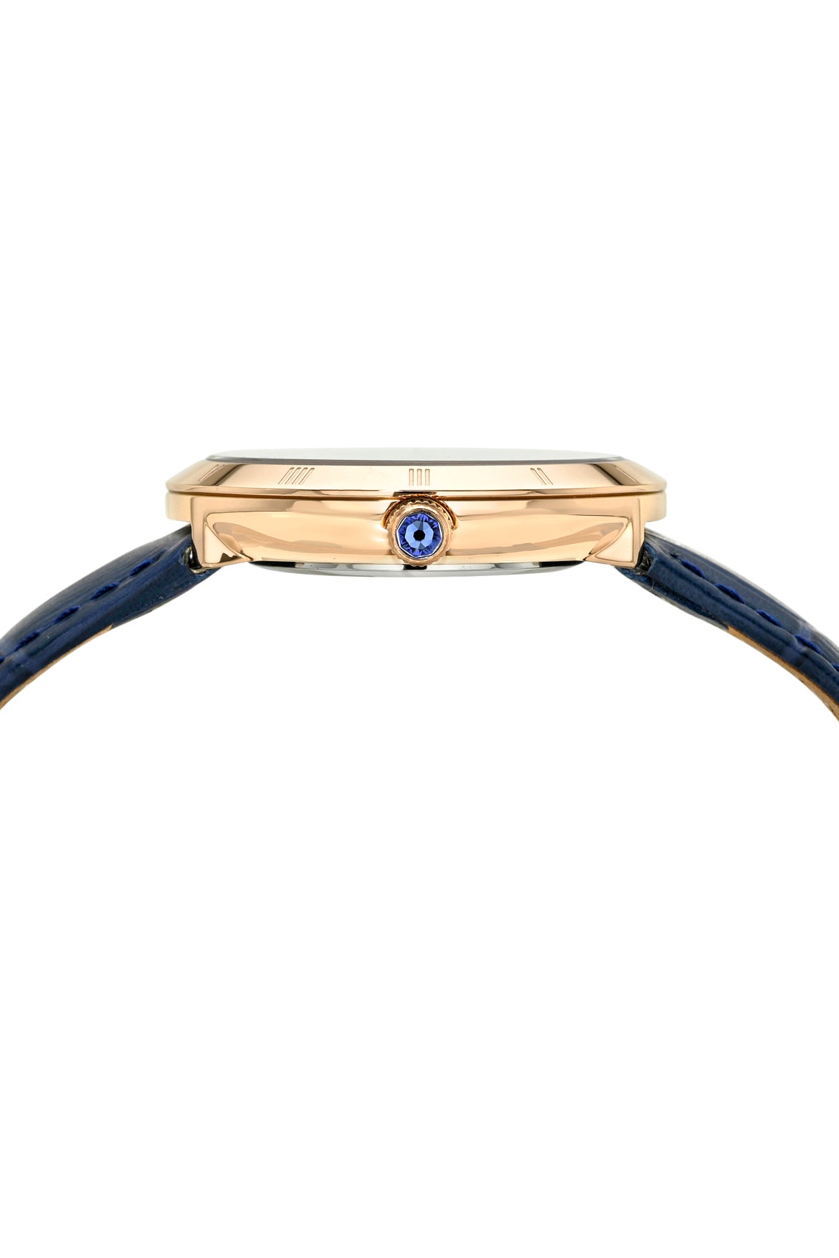 Porsamo Bleu Monroe Luxury Womens' Genuine Leather Watch With Blue Guilloché Dial, Blue, Rose, 1491EMOL
