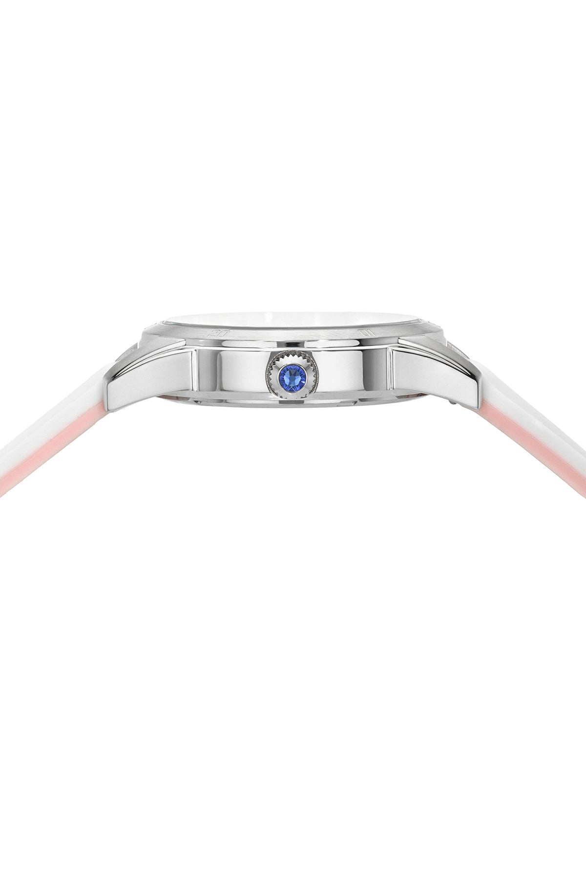 Porsamo Bleu Georgie Luxury Multifunction Womens' Silicone Strap Watch With White MOP Dial, Silver Tone, Pink, 1501AGER