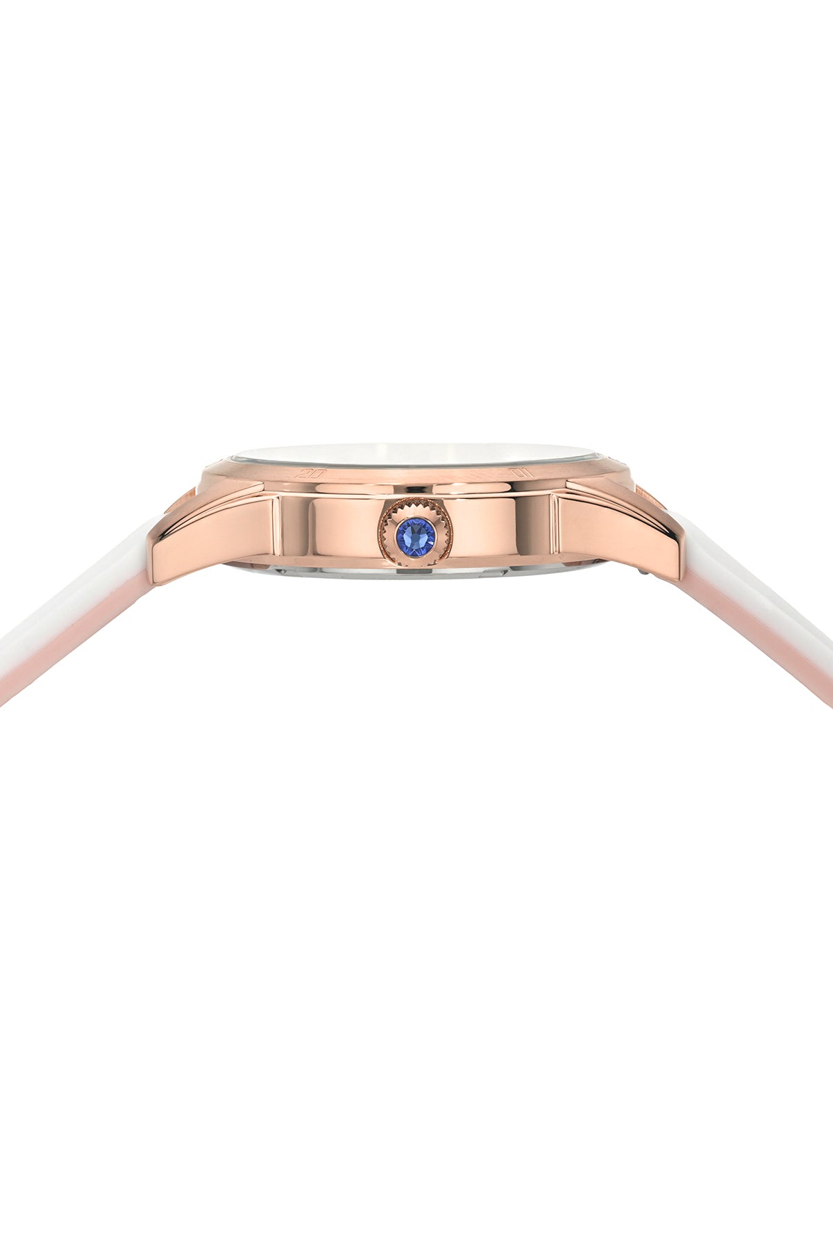 Porsamo Bleu Georgie Luxury Multifunction Womens' Silicone Strap Watch With White MOP Dial, Rose Tone, Pink, 1501CGER