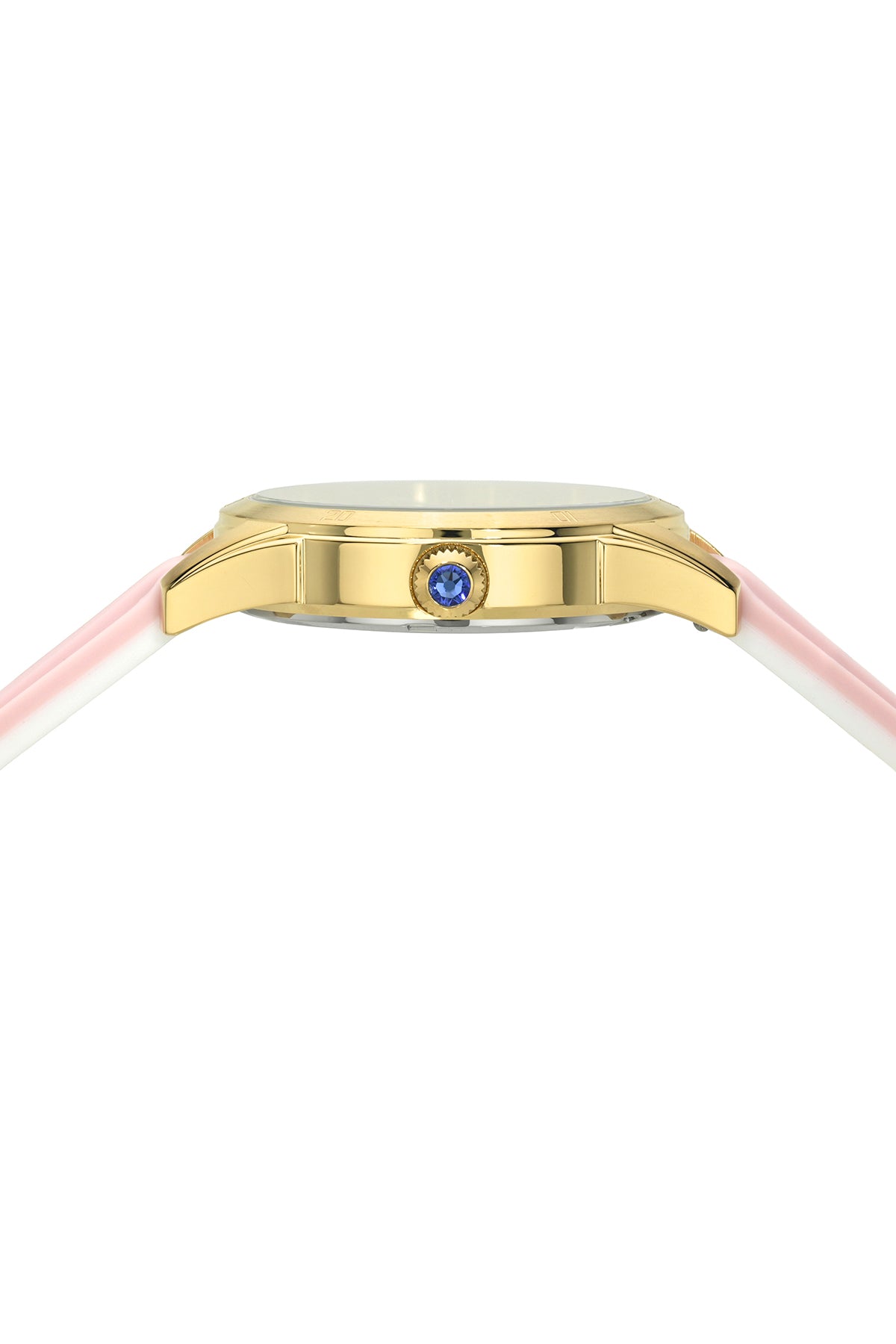 Porsamo Bleu Georgie Luxury Multifunction Womens' Silicone Strap Watch With Gold Tone MOP Dial, Gold Tone, Pink, 1501DGER
