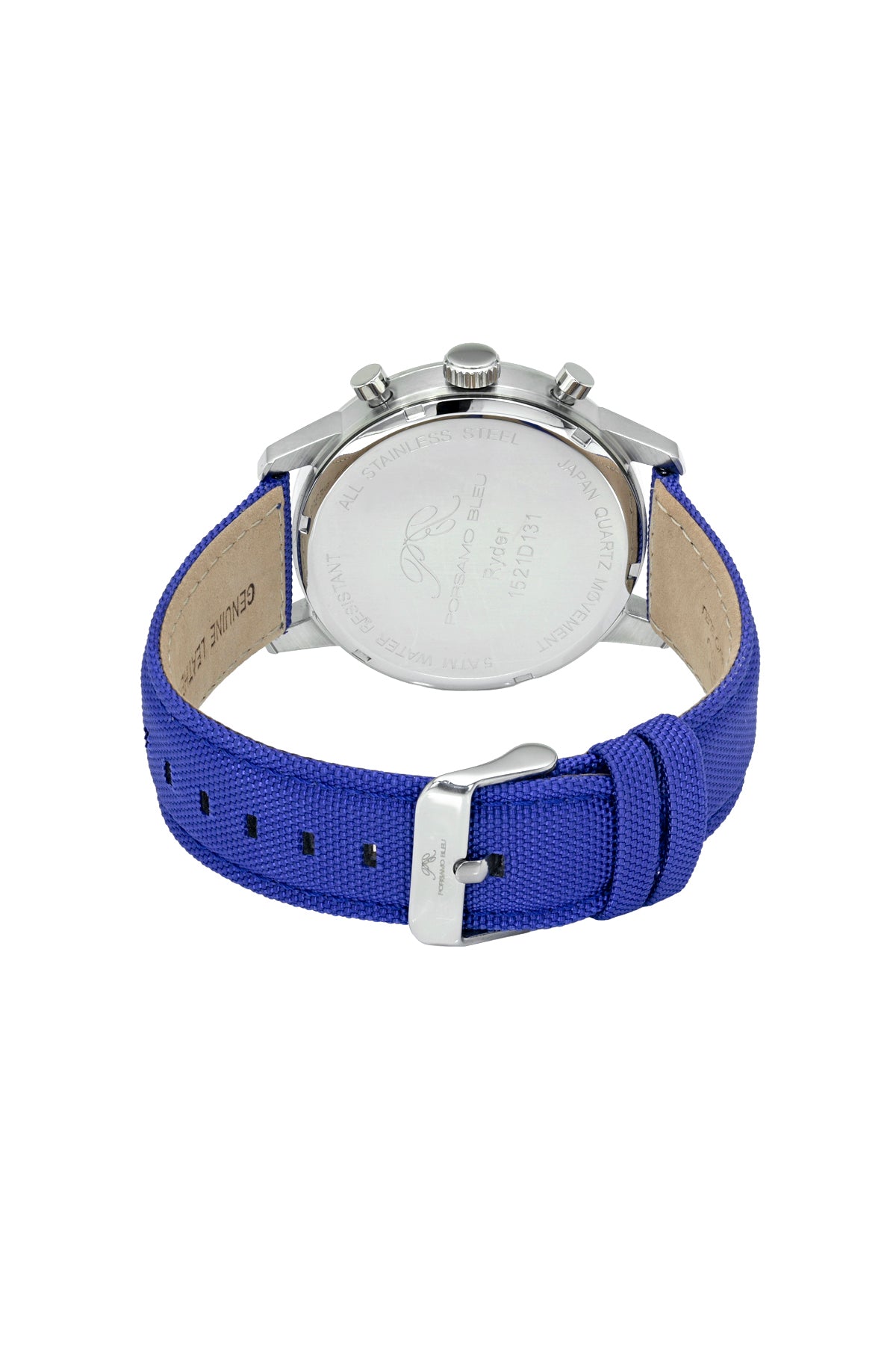 Porsamo Bleu Ryder Luxury Chronograph Men's Canvas Watch, With Blue Dial, Silver Tone, Blue 1521DRYF