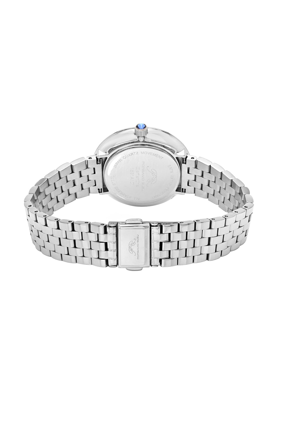 Porsamo Bleu Clementine Luxury Womens' Stainless Steel Watch With White Guilloché Dial, Silver Tone 1531ACLS