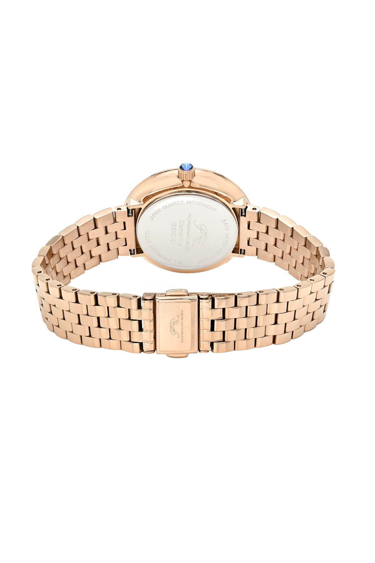 Porsamo Bleu Clementine Luxury Womens' Stainless Steel Watch With White Guilloché Dial, Rose Tone 1531CCLS