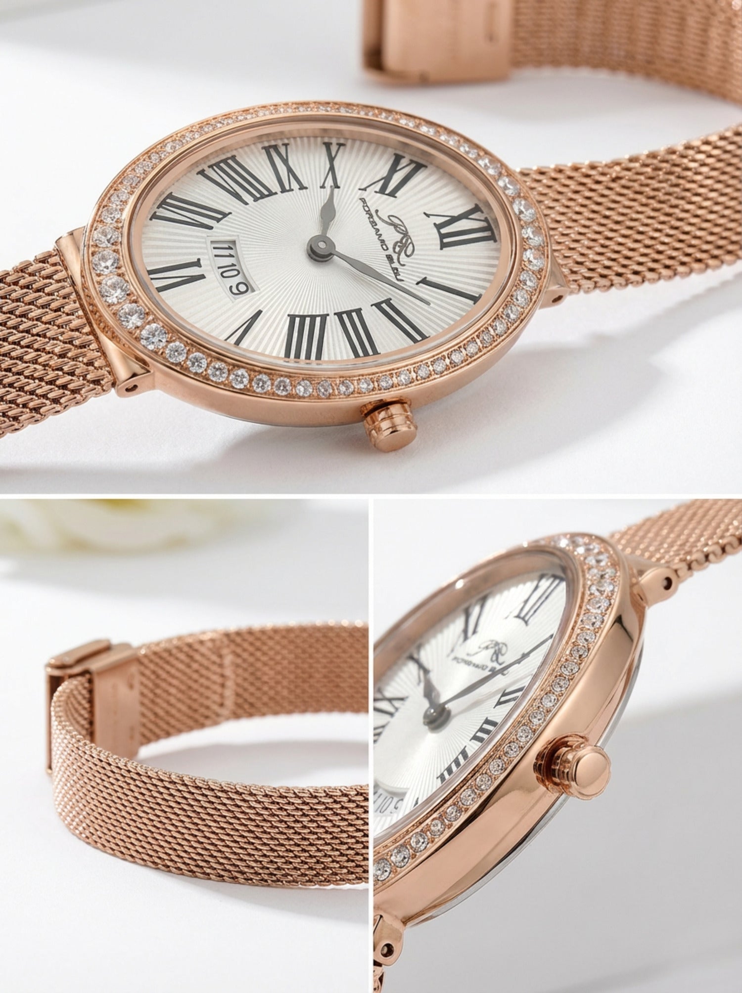 Porsamo Bleu Eloise Oval Topaz Stainless Steel Rose Tone Women's Watch 1352CELS