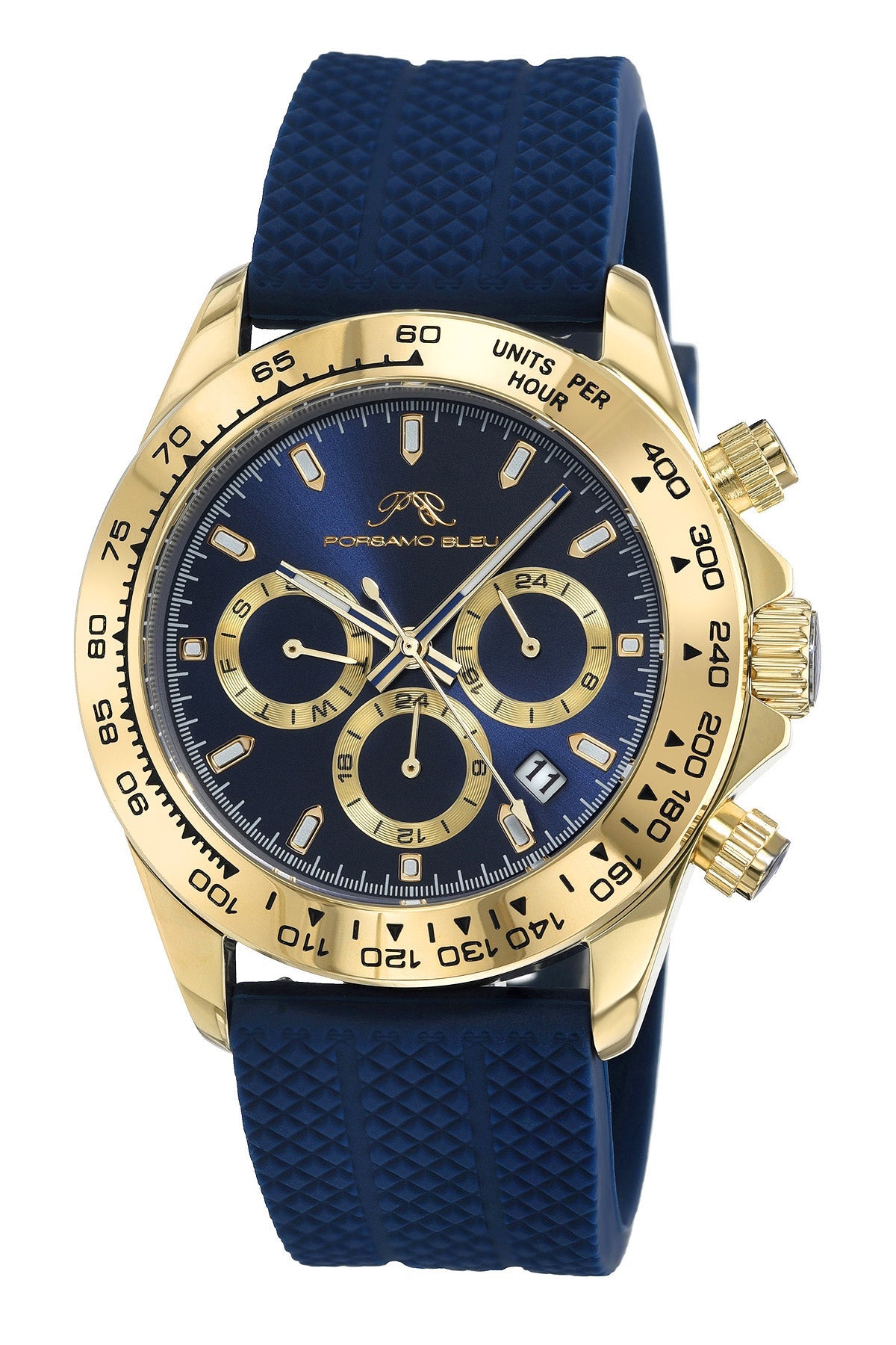 Preston Sport Silicone Gold Tone & Blue Men's Multifunction Watch 1034BPRR