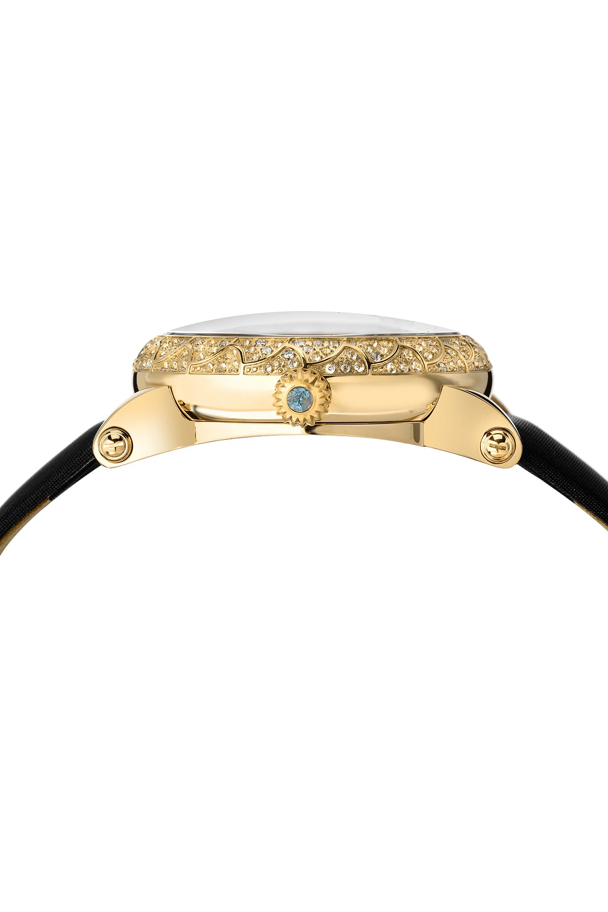 Porsamo Bleu Genevieve Satin Covered Genuine Leather Black & Gold Women's Watch 682BGEL