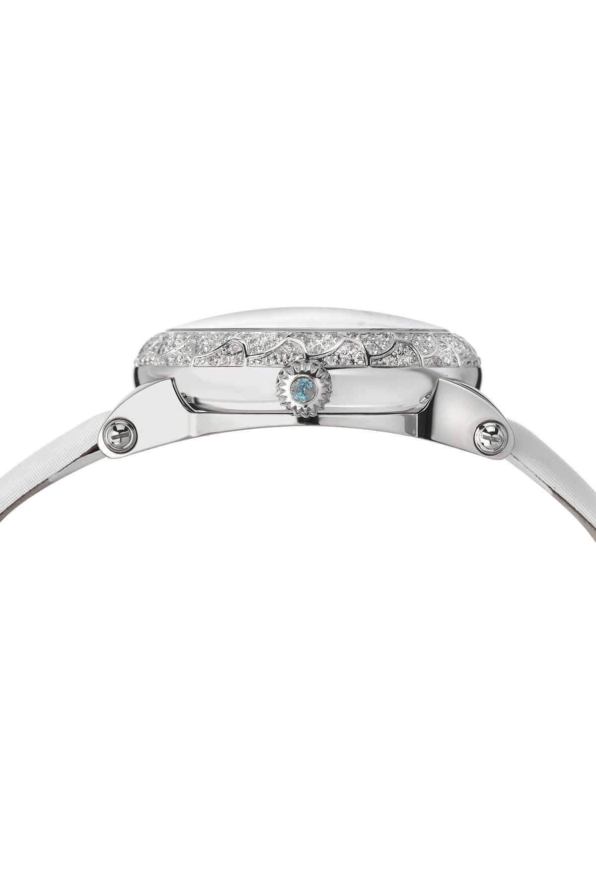 Porsamo Bleu Liza Satin Covered Genuine Leather White Women's Automatic Topaz Watch 692ALIL