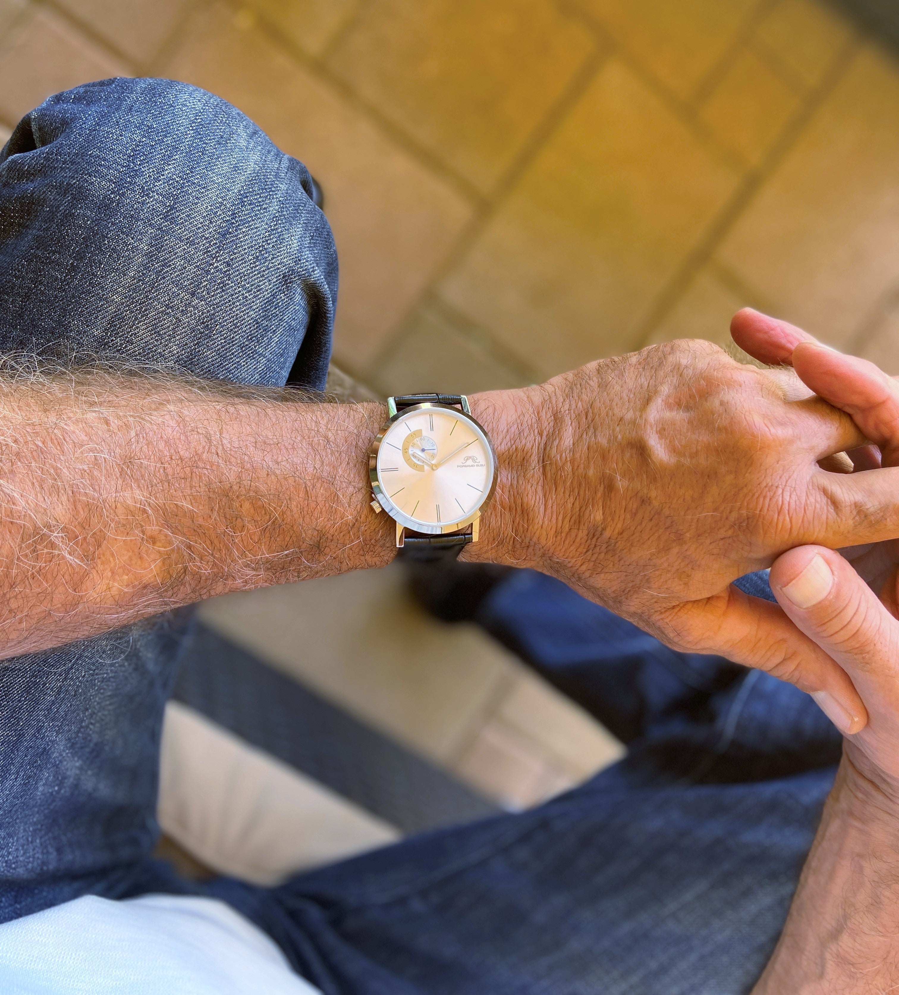 Parker Genuine Leather Silver & Black Men's Watch 831APAL