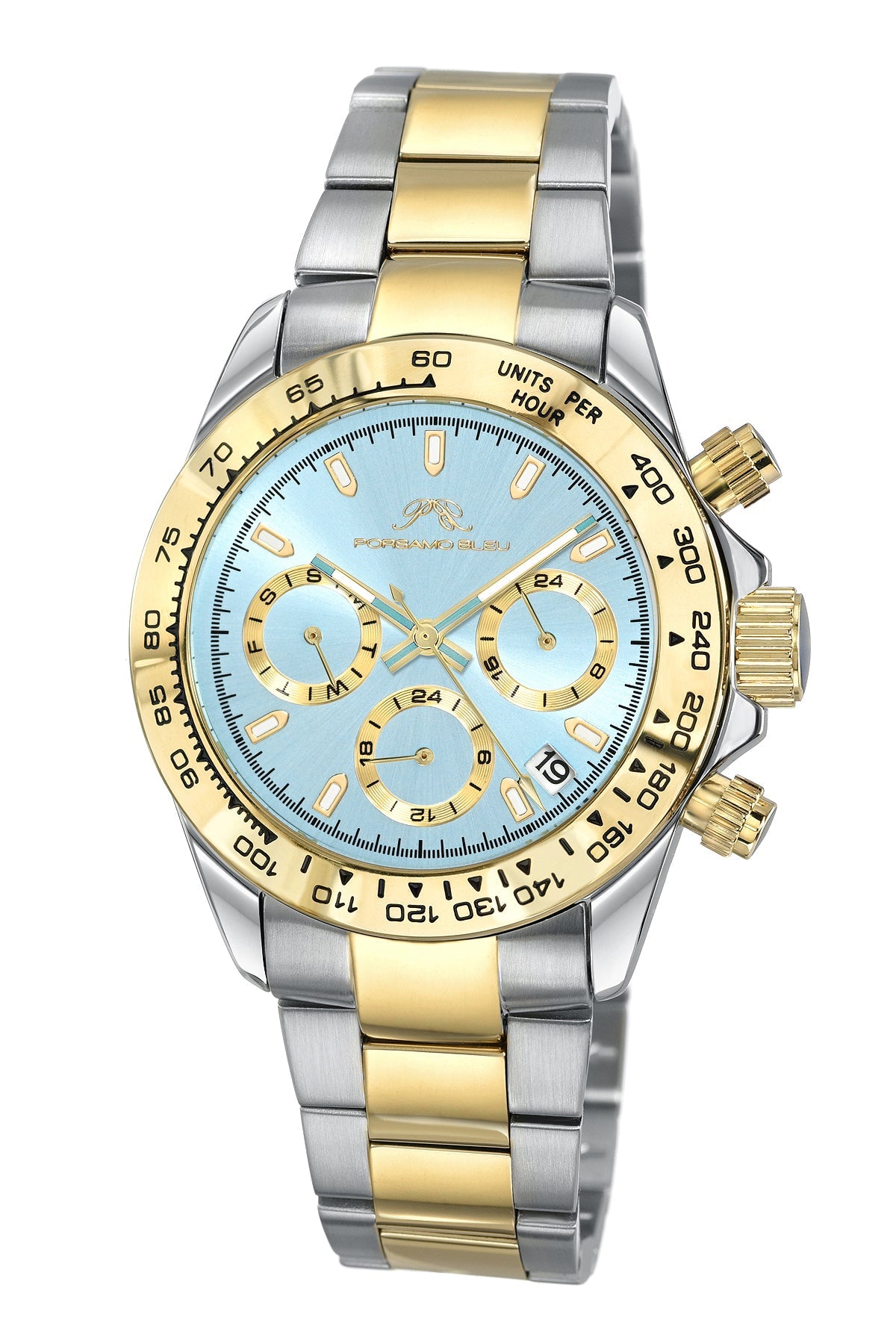 Porsamo Bleu Alexis Luxury Women's Stainless Steel Watch, Two Tone, Ice Blue 925AALS