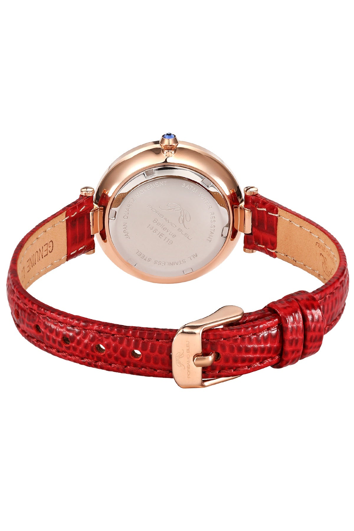 Porsamo Bleu Bellevue Luxury Women's Genuine Leather Band Watch, Rose Tone and Bordeau, 1481EBEL