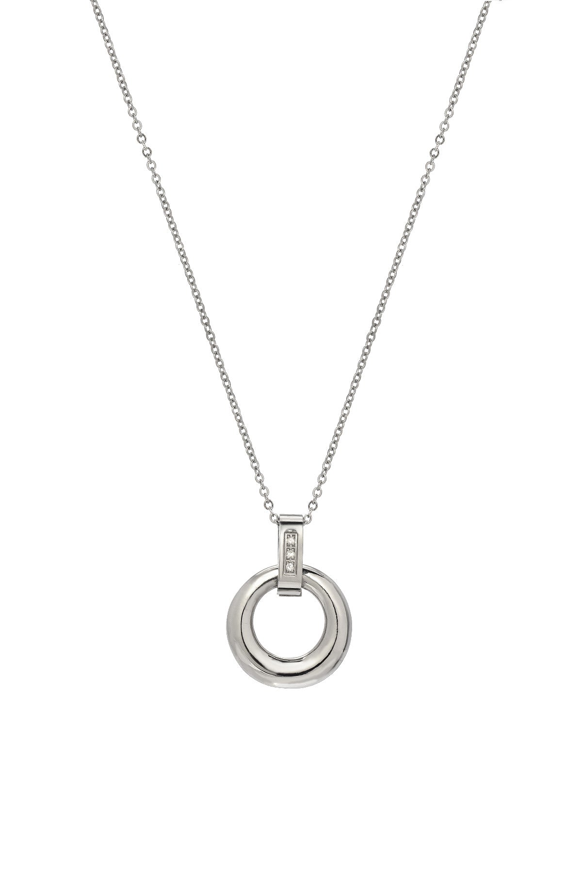 Diamond Set Circle Pendant Necklace 2011NS